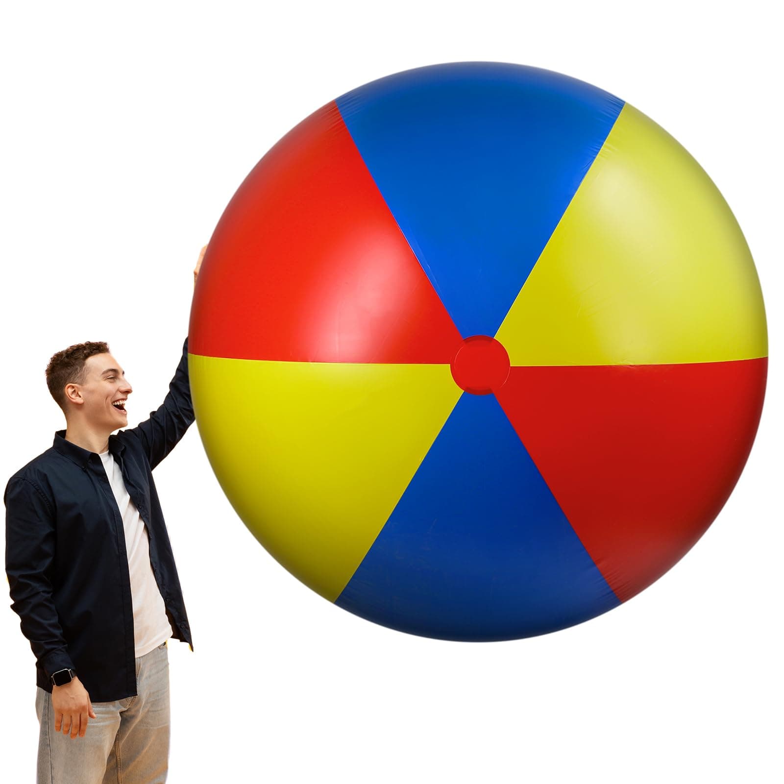 5 ft or 5.9 ft Giant Inflatable Beach Ball Jumbo Rainbow Ball Extra Large Inflatable Toys for Pool Summer Beach Pool Event Party Massive Games