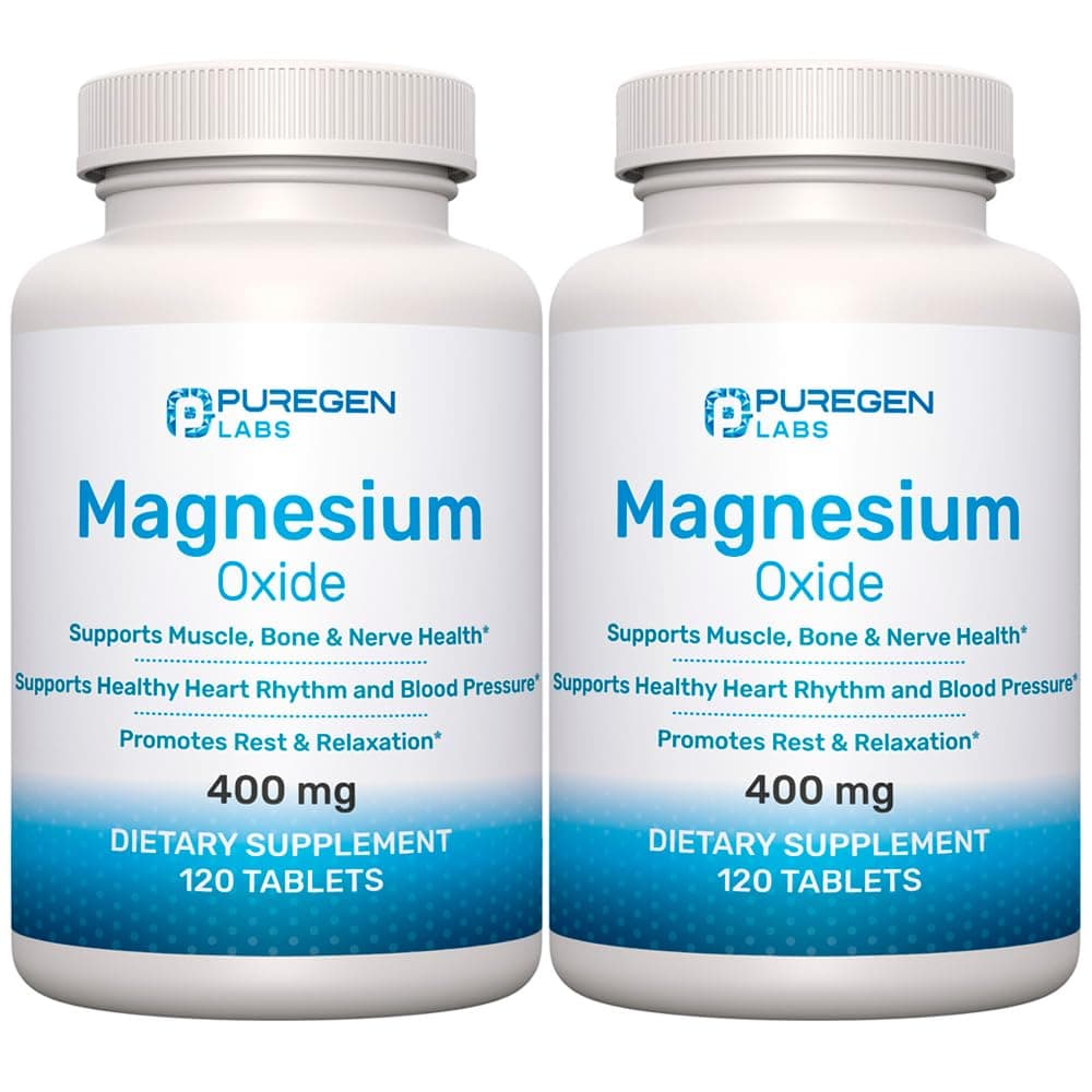 Magnesium Oxide 400mg [High Potency] Supplement | 2 Pack - Total 240 Tablets