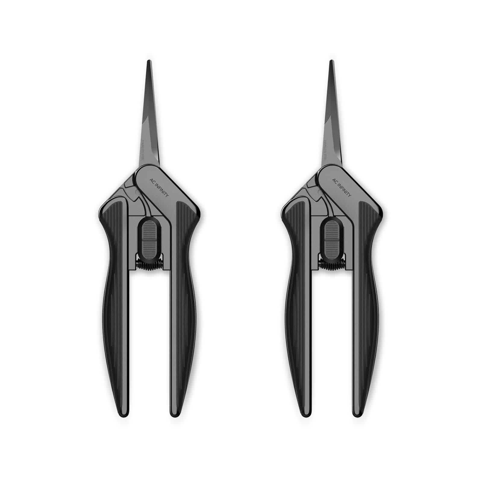 16cm Stainless Steel Pruning Shears 2-Pack, Lightweight Ergonomic Design, Straight Precision Blades with Nonstick Teflon Coating for Gardening, Hydroponics, Grow Tents, 6-Inch