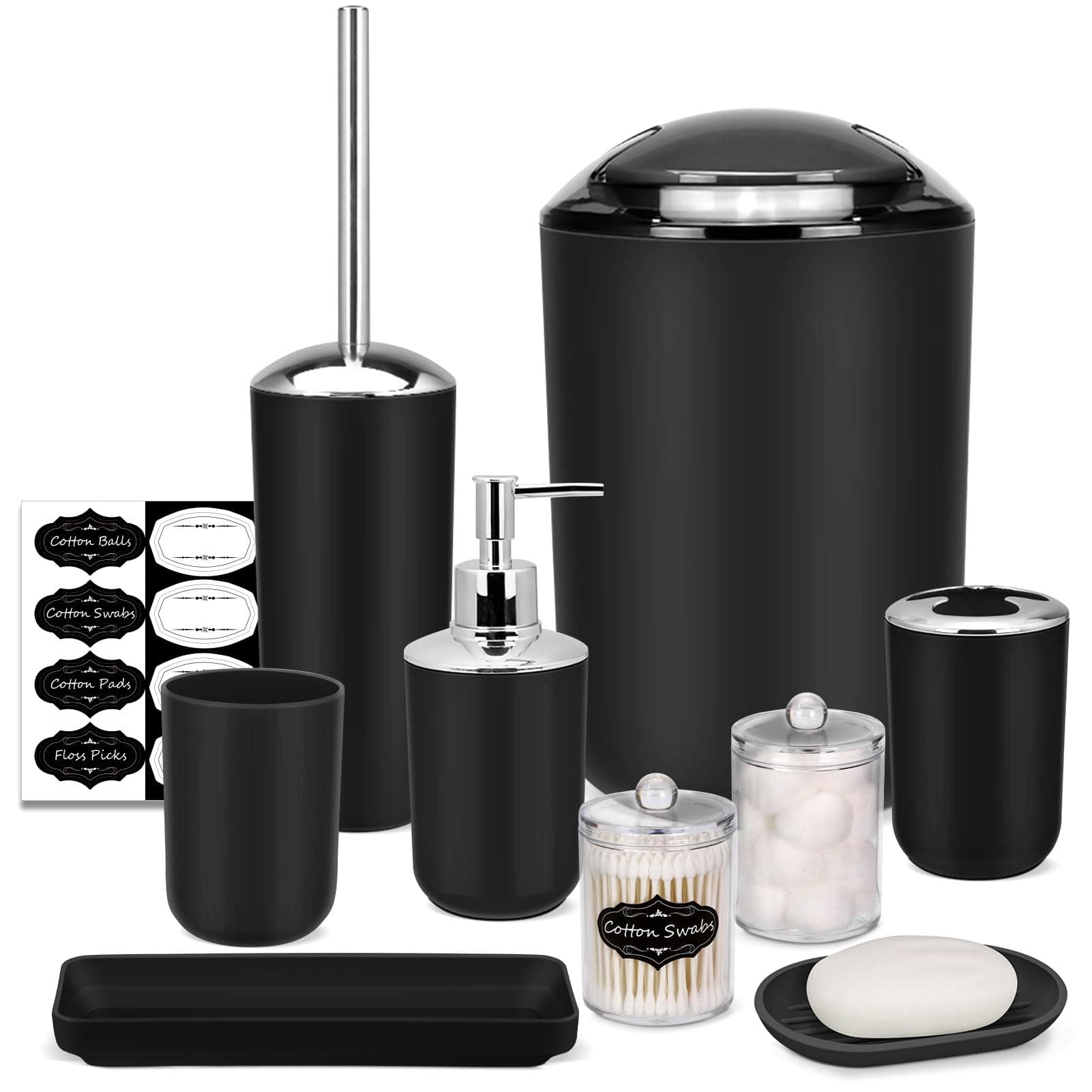 10Pcs Black Bathroom Accessories Set