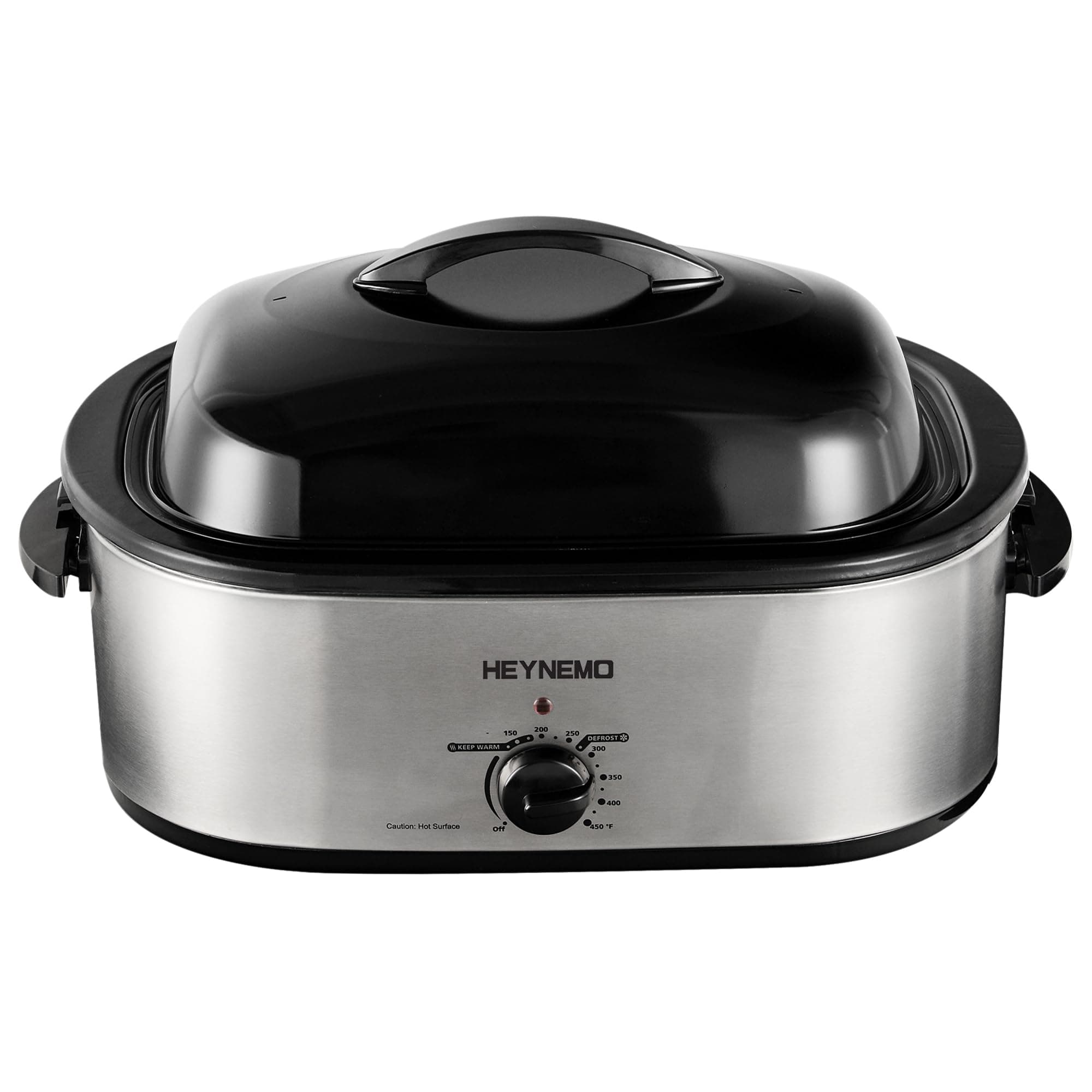 18 Quart Roaster Oven with Self-Basting Lid, Electric Turkey Roaster Oven with Defrost & Warm Function, Adjustable Temperature, Removable Pan Rack, Stainless Steel, Silver