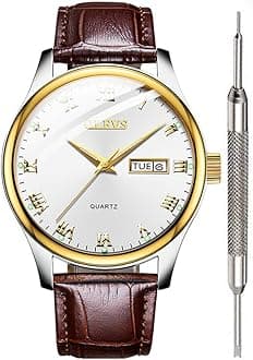 OLEVS Watch for Men Stainless Steel Business Dress Analog Quartz Men Watch Large Face Day Waterproof Luminous Classic Wrist Watch