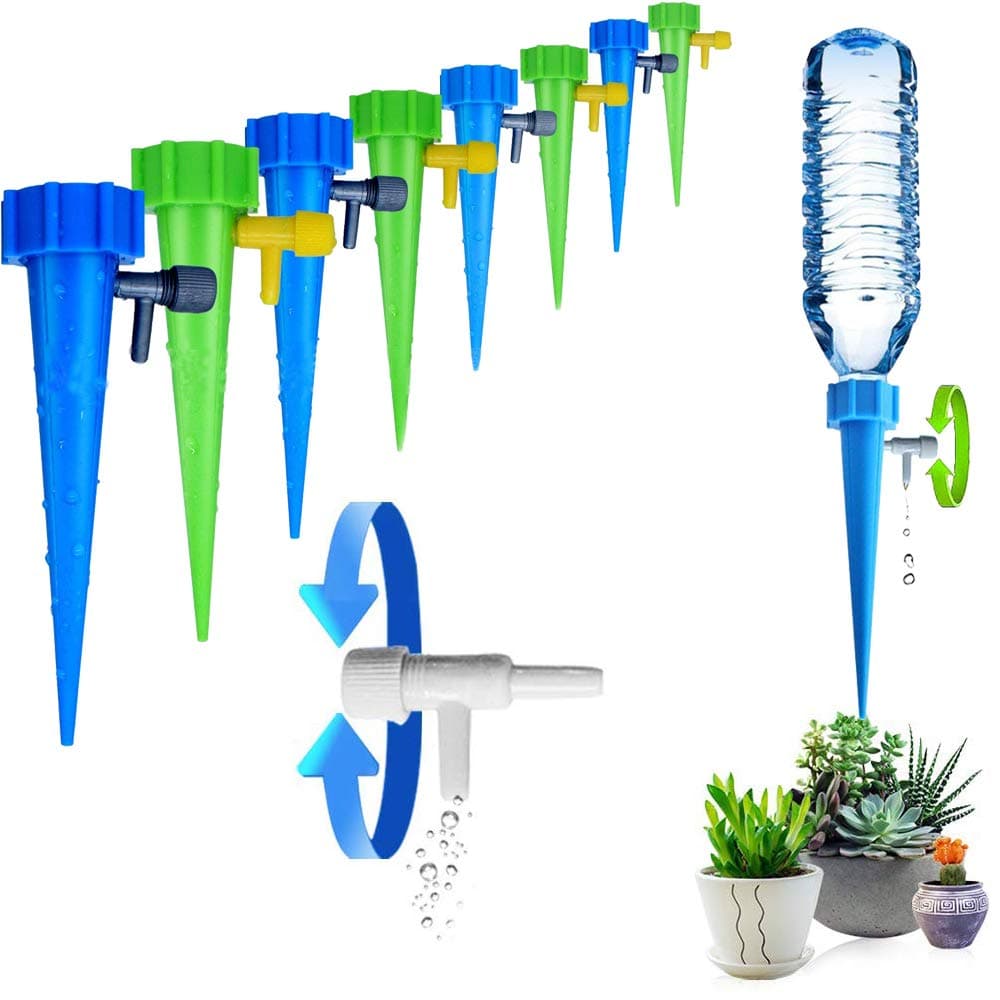 ARTEM Plant Waterer Self Watering Spikes System Automatic Vacation Drip Irrigation Watering Devices with Slow Release Control Valve Switch for Garden Plants Indoor & Outdoor (12 Packs)