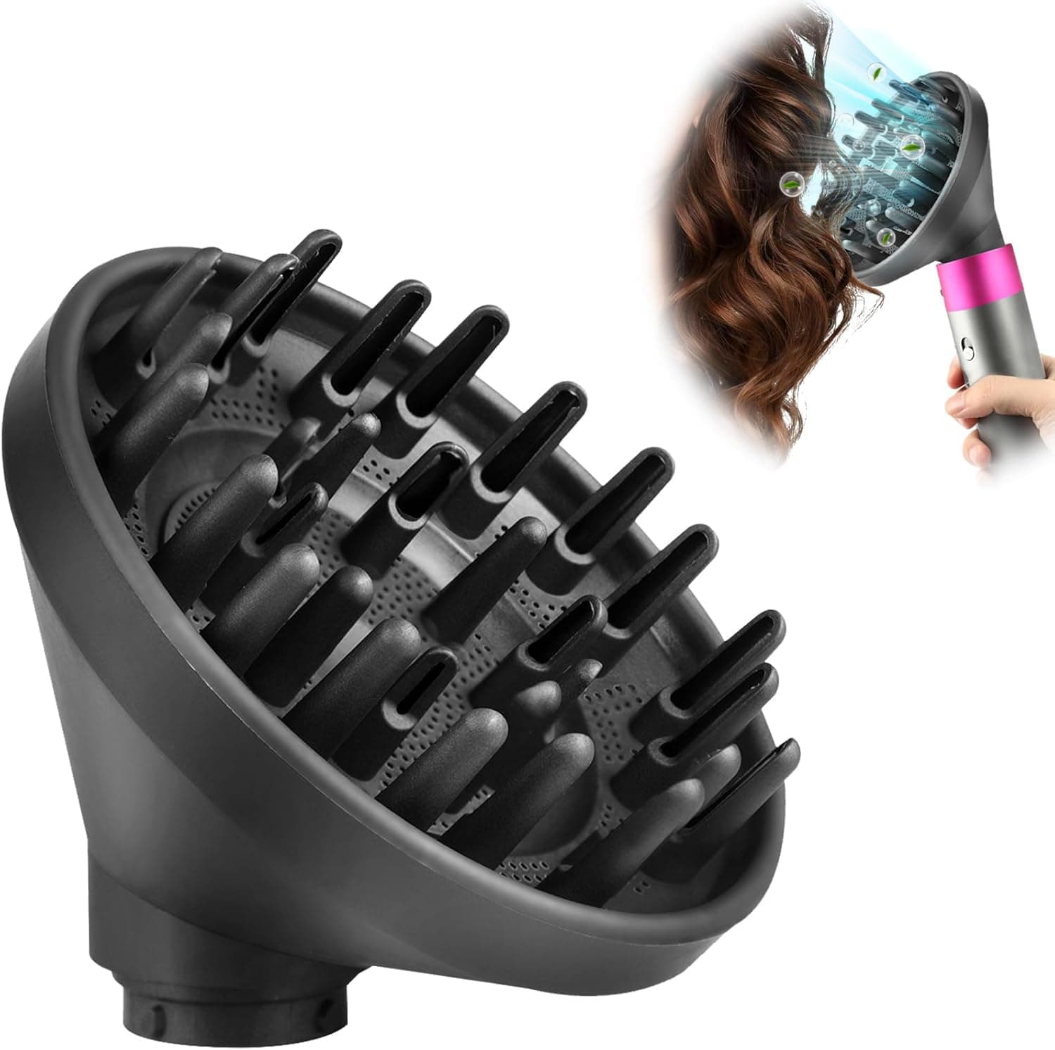 Upgraded Diffuser Attachment for Dyson Curling Iron HS05 HS03 HS01, Portable Hair Dryer Diffuser Nozzle Converting for Airwrap Styler To Hair Dryer