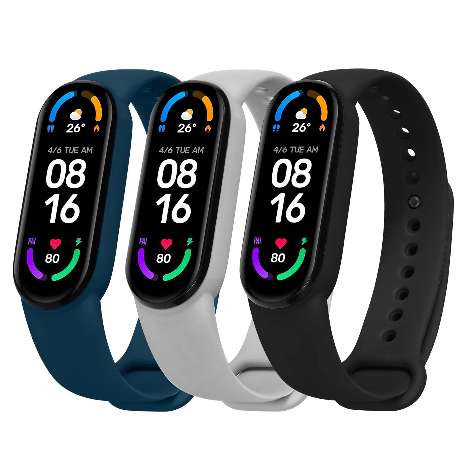 Ainiv Strap Replacement Compatible with Xiaomi Mi Band 7/Mi Band 6/Mi Band 5/Mi Band 4/Mi Band 3, 1/2/3/20pcs Silicone/Knitted/Stainless Steel Replacement Watchband Adjustable Sports Strap