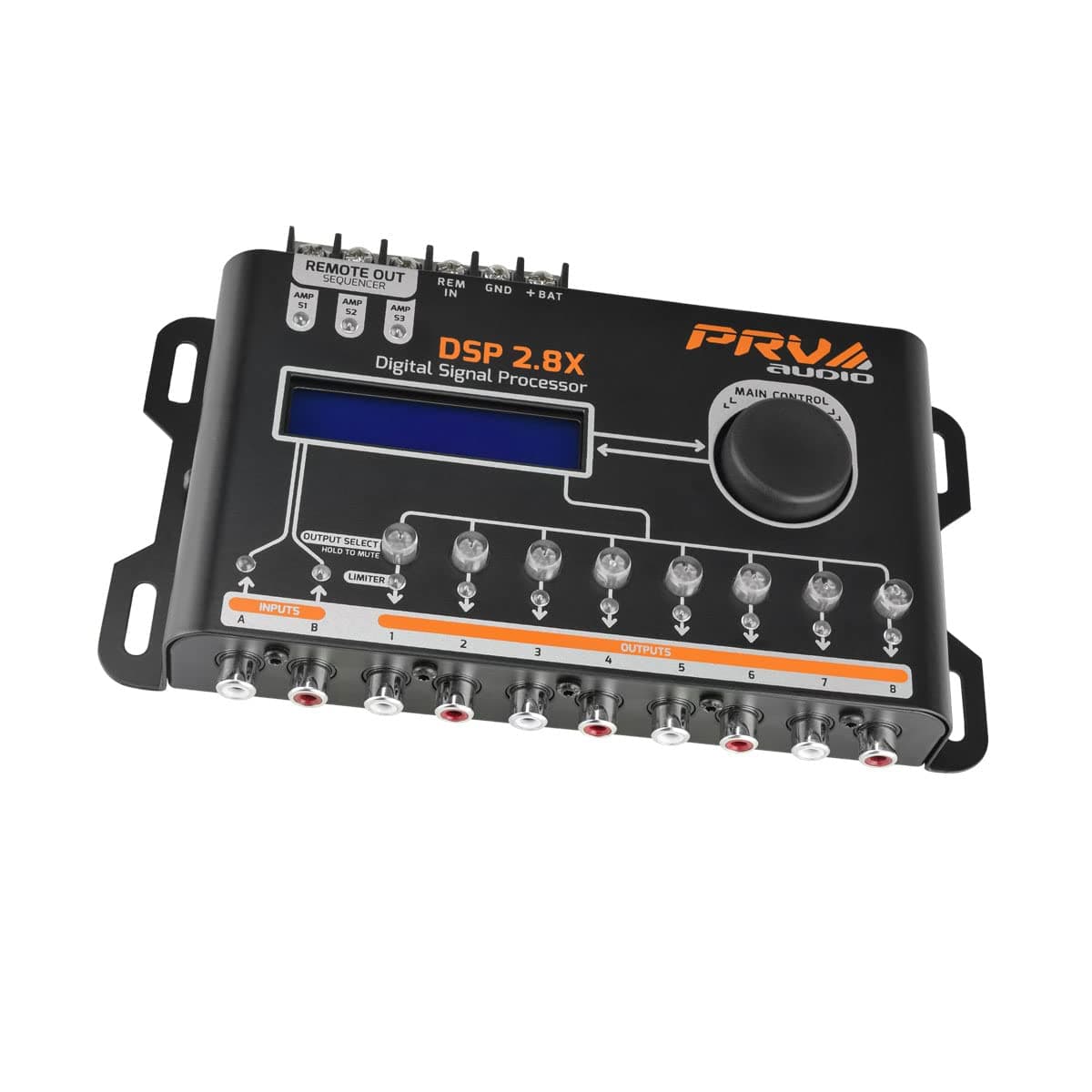 PRV AUDIO Car Audio DSP 2.8X Digital Crossover and Equalizer 8 Channels Full Digital Signal Audio Processor with DSP Sequencer Remote Relay