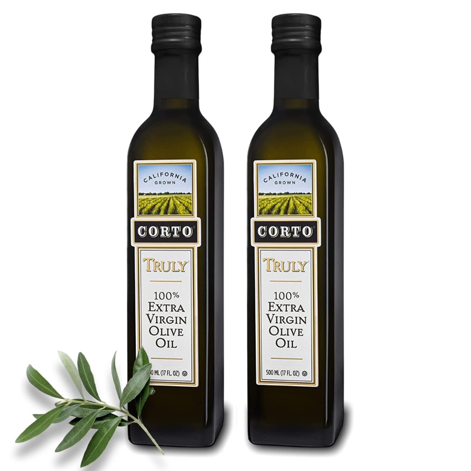 TRULY® | 100% Extra Virgin Olive Oil | Floral Notes | Cold Extracted in State-of-the-Art Mill | Straight from Official Corto Olive Groves & Oil Producer (Truly 500ml Twin)