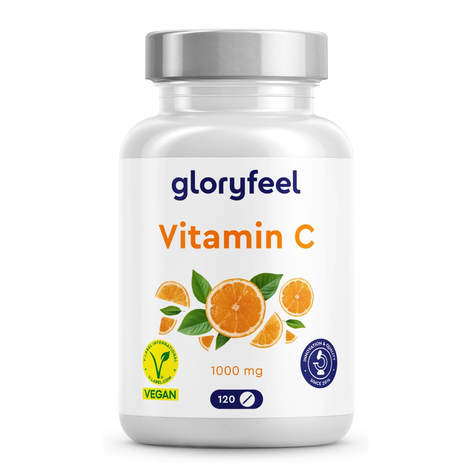 Vitamin C - 120 Vitamin C Tablets - 1000 mg L-ascorbic Acid per Tablet - High Strength Supplement - 100% Vegan - Made in Germany