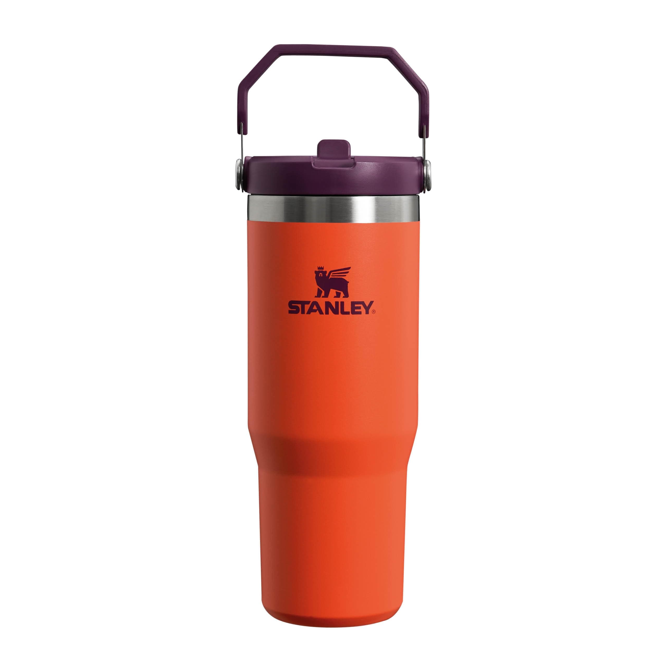Stanley IceFlow Flip Straw Water Bottle With Straw 0.89L - Keeps Cold For 12+ Hours - Leakproof - Stainless Steel Water Bottle - BPA-Free Travel Mug - Easy to Carry - Dishwasher Safe - Tigerlily Plum