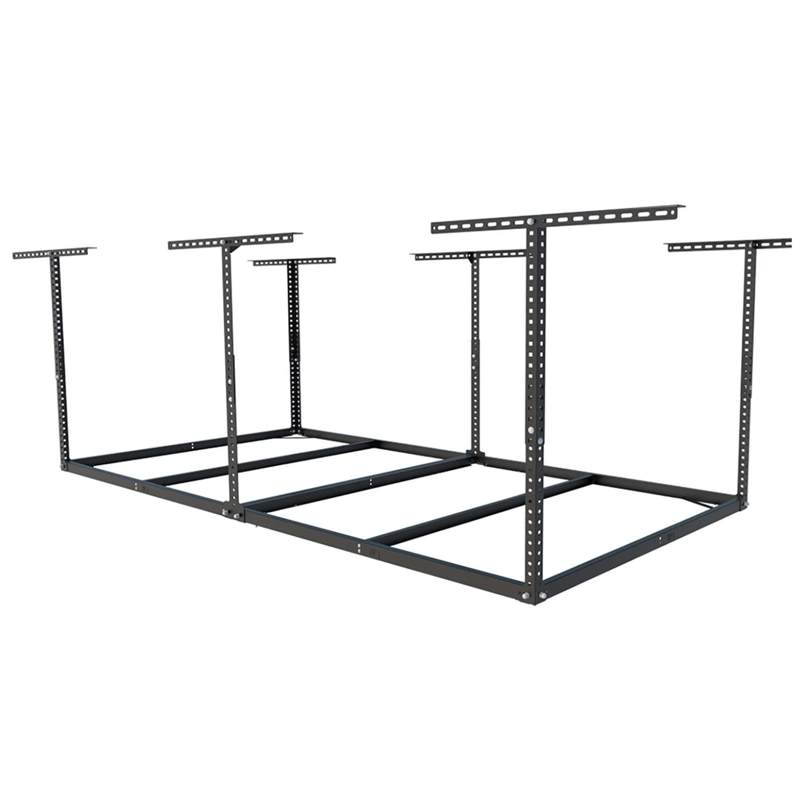 FLEXIMOUNTS 4x8 Overhead Garage Storage Rack without Decking, Storage Organization System, Heavy Duty Metal Garage Ceiling Racks, 600lbs Weight Capacity, Black, Lite Series