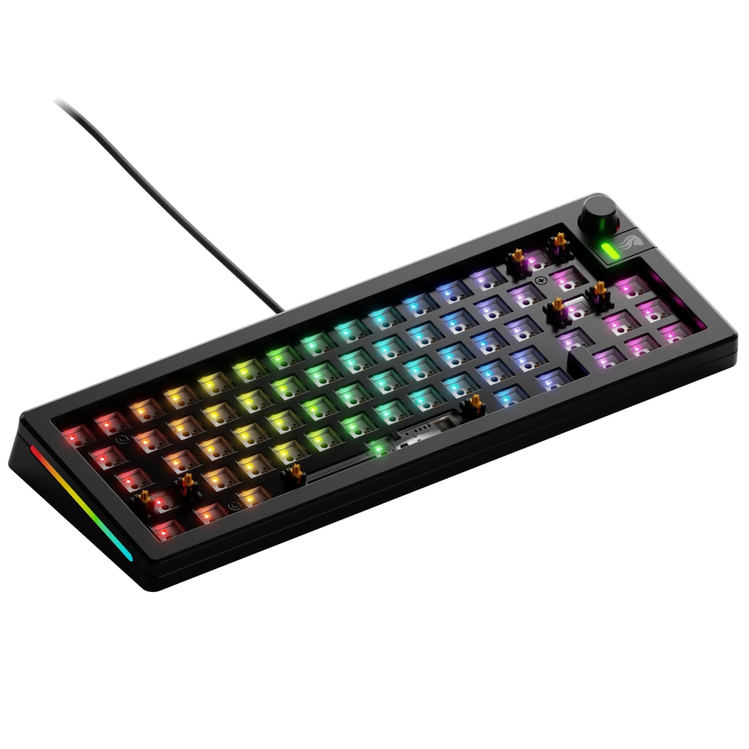 GLORIOUS Gaming - GMMK 3 Barebones Custom Gaming Keyboard Kit with Knob, 65% Compact Mechanical Keyboard, Modular Gasket System, Hotswappable MX, Sound Dampening Foam, Aluminum Switch Plate (Black)