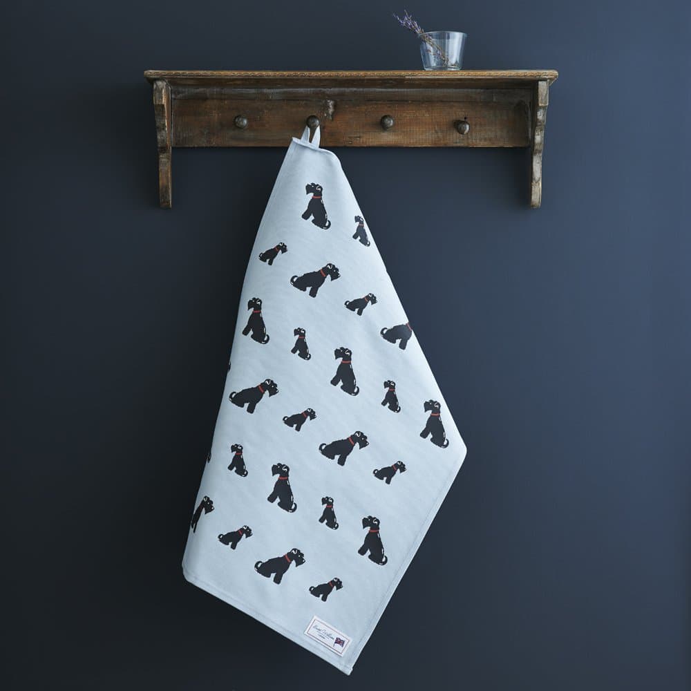 Sweet William Black Schnauzer Tea Towel