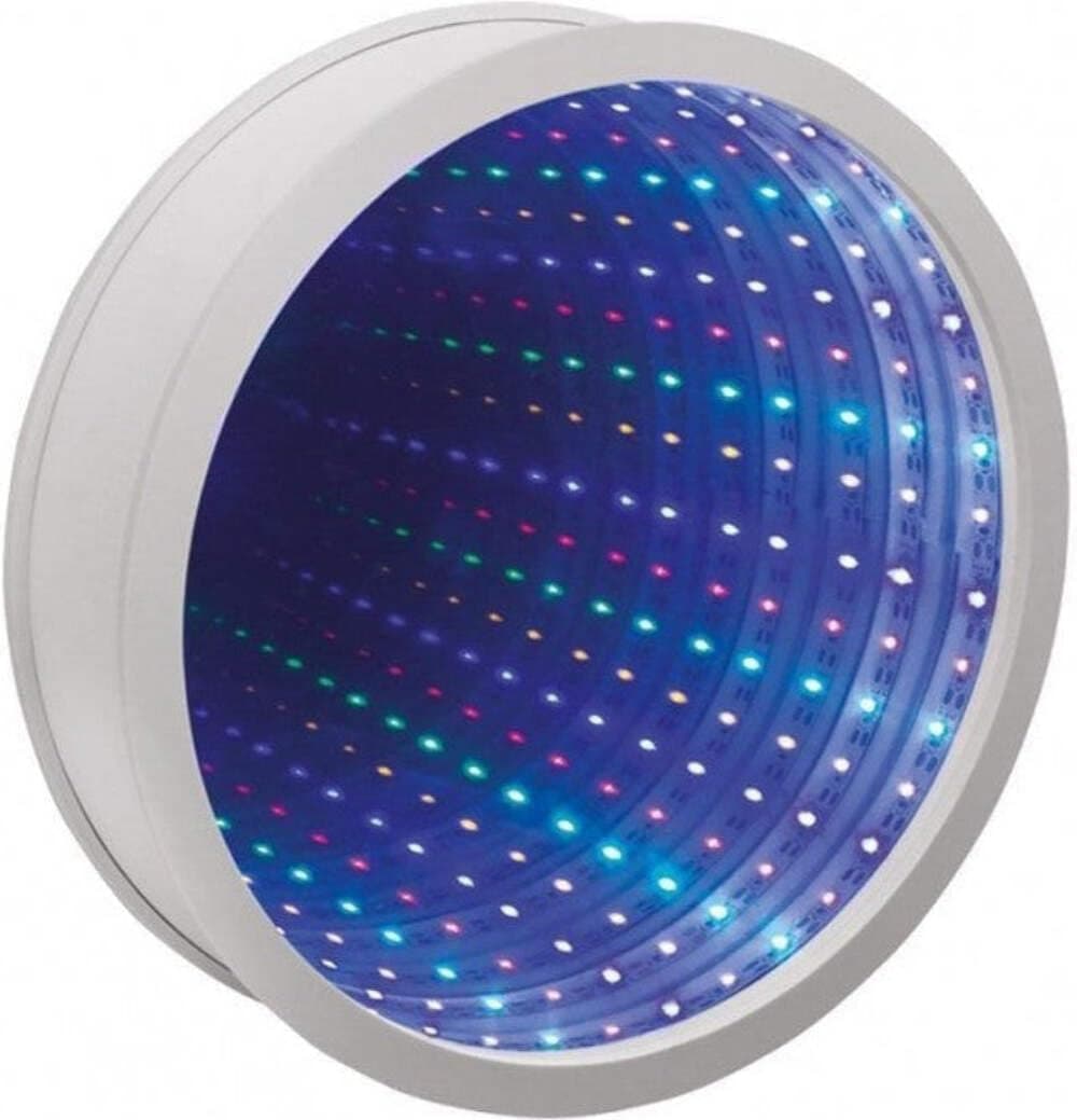 White Infinity Mirror | Light Up Sensory White Mirror 25cm Multi-Colour 42-LED