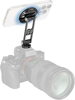 Magnetic Metal Phone Mount with Cold Shoe Mount, Adjustable Rotatable Phone Tripod Holder Adapter for iPhone 17/16/15, Camera Monitoring, Tripods, Stabilizers - 5156