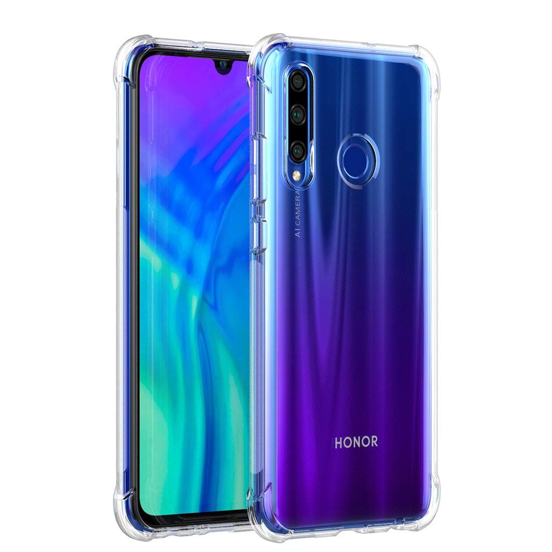 FUNMAX+ Honor 20e / Honor 20 Lite Case, Crystal Clear Cover Bumper with Reinforced Corners Ultra Fit Anti-Scratch Shockproof TPU Phone Case for Huawei Honor 20e / 20 Lite (Transparent)