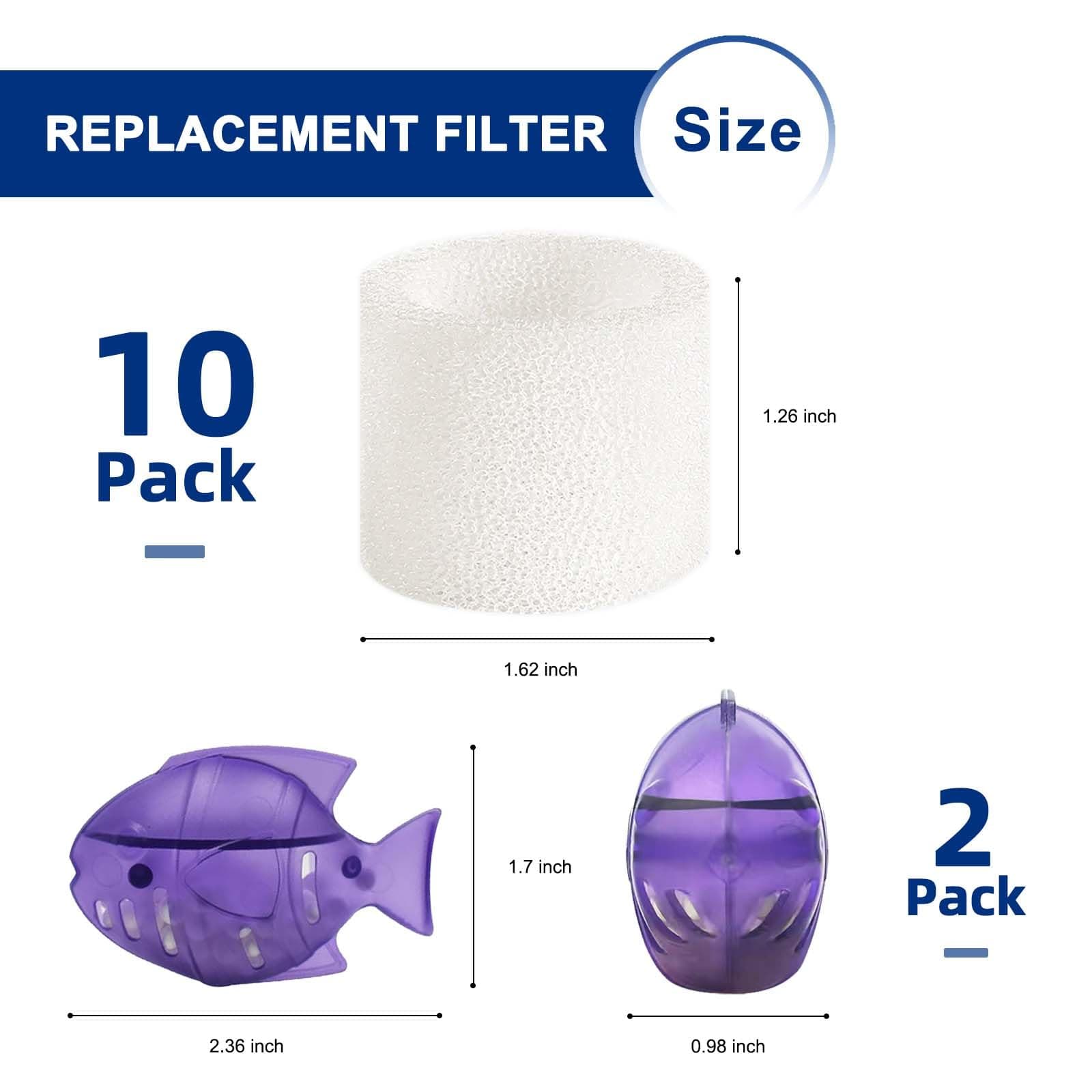 Humidifier Replacement Filter Compatible with Levoit Dual150 Dual200S Classic300 Classic300S LV600S OasisMist 450S Top-Fill Humidifiers - 10 Filters and 2 Clean Fish