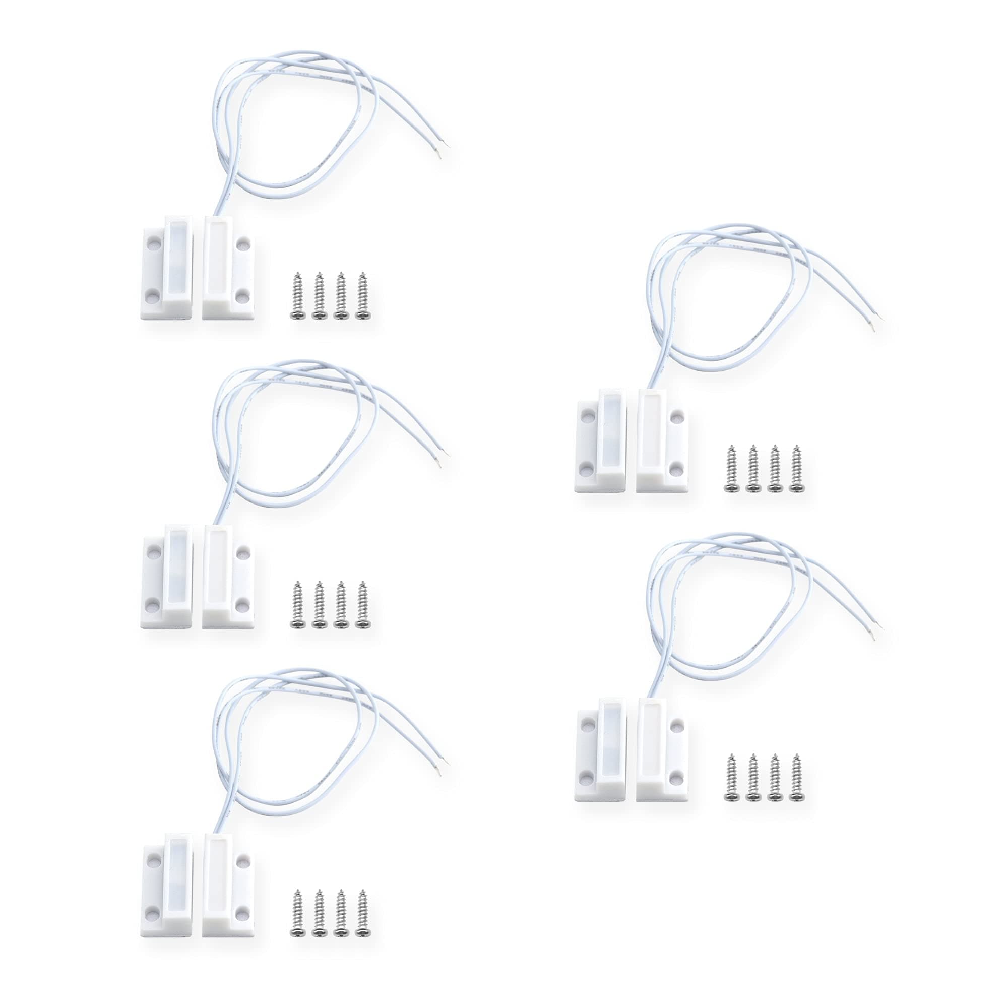 Magnetic Reed Switch NC Surface Mount Wired Door Window Contact Sensor with Adhesive Paper for Home Security and Burglar Alarm Systems MC-38 5pcs