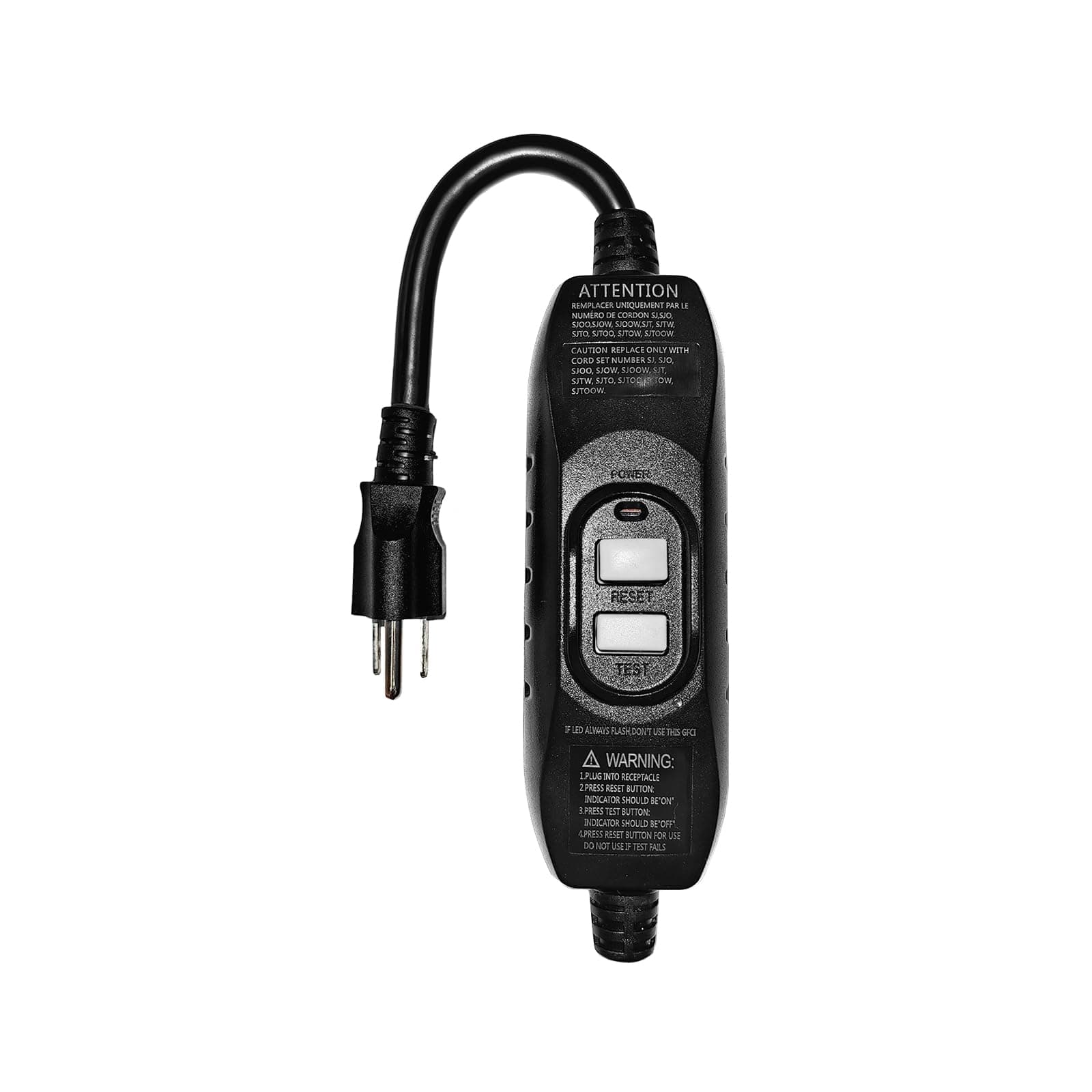 Kaper GFCI Plug Replacement, UL Safety Certified, 15 Amp Auto-Monitor Waterproof Inline GFCI Plug with Manual Reset, 3-Prong for Pressure Washer, Hot Tub, Pool Pump