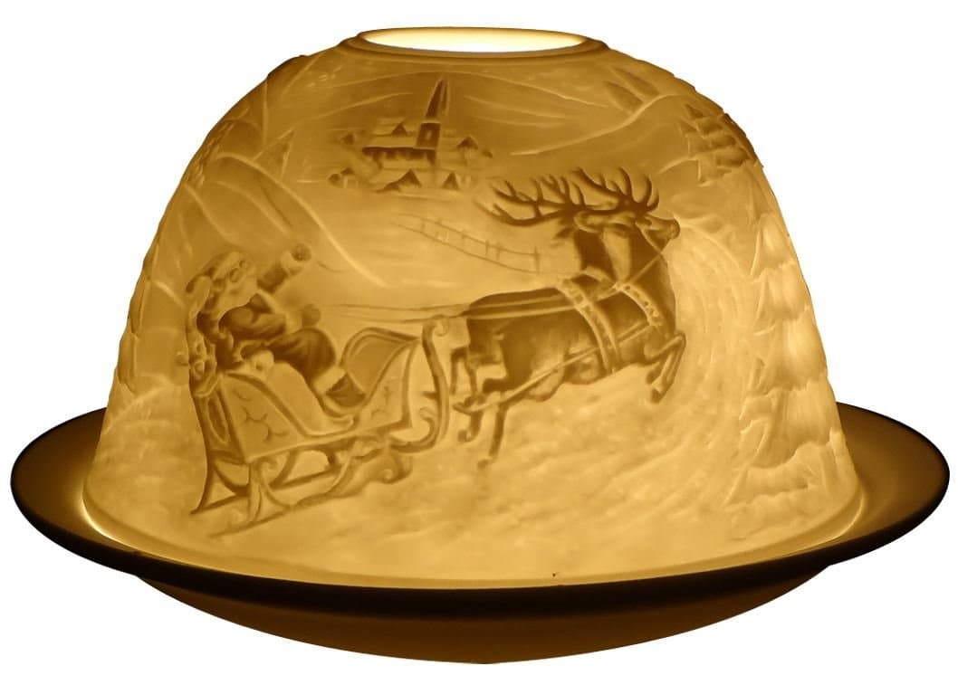 Light-Glow Tealight Candle Holder, Reindeer Scene