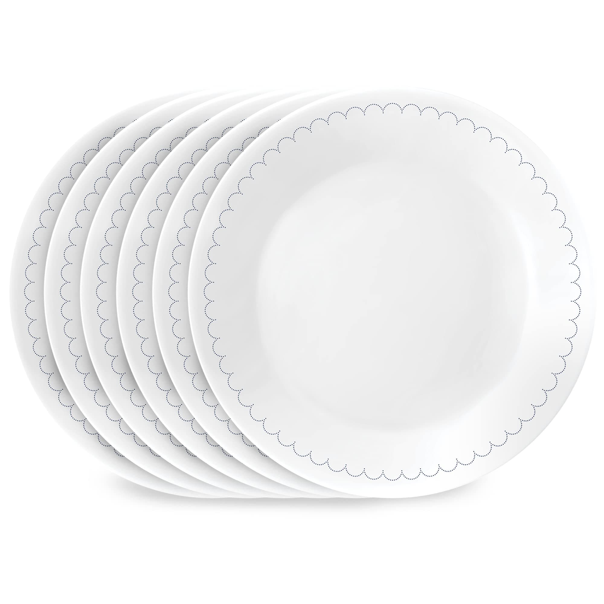 Corelle Vitrelle 6.75" Salad Appetizer Plate Set, Triple Layer Glass and Chip Resistant, Lightweight Round Plates, 6-Piece Caspian