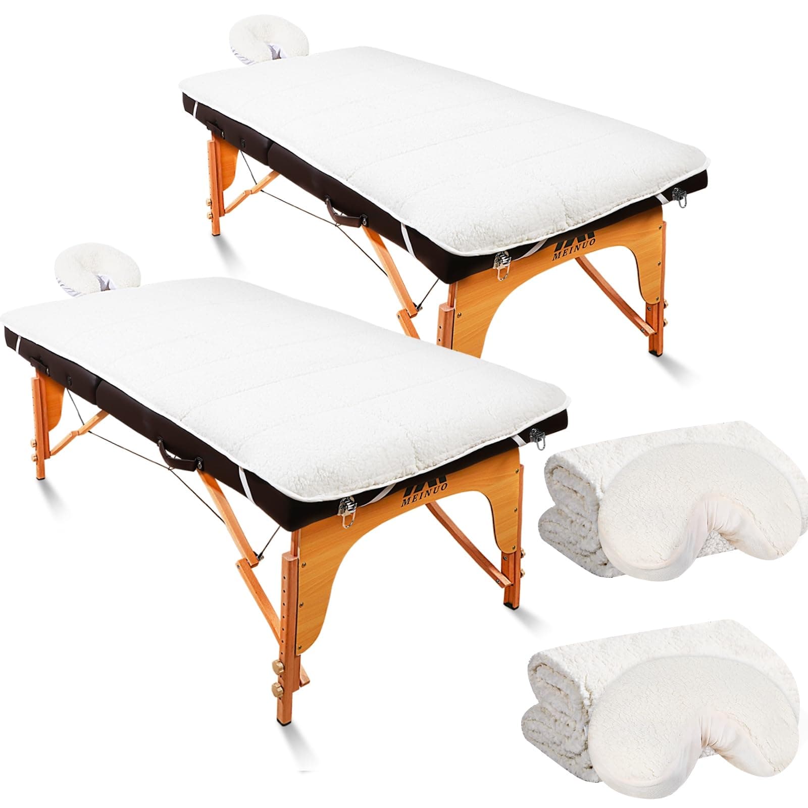 Oudain 2 Sets Fleece Massage Table Pad Set, 76 x 34 inch Soft and Comfortable Massage Bed Pads, Professional Thick Massage Table Pads Set Includes Pad and Face Rest Cover for Spa, Beauty Salon