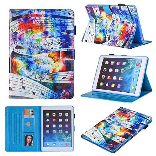 iPad Mini Case,Mini 2 3 4 Case, MonsDirect Flip Smart Leather Case with Stand Wallet Protective Colorful Case for iPad Mini 1 2 3 4, Starry Music