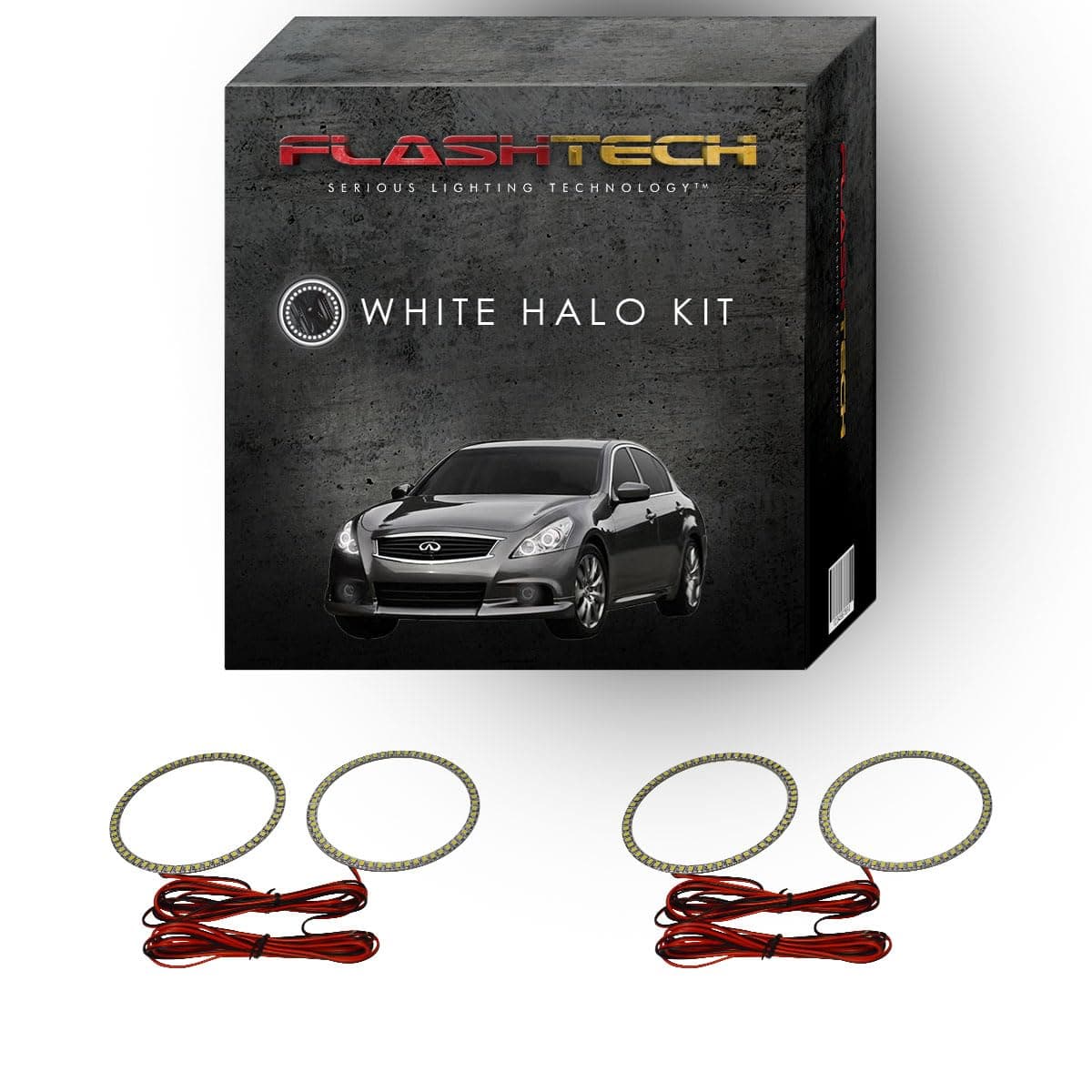 Flashtech Xenon Brightest White LED Halo Ring Headlight Kit Compatible With Infiniti G37 10-13
