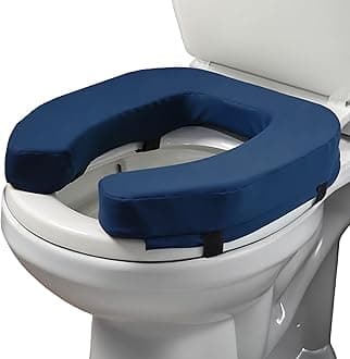 Lunderg Padded Toilet Seat Riser for Seniors - Adds 2 inches. Universal Fit - Firm Raised Toilet Seat Cushion with High-Density Foam for Enhanced Comfort & Elevation. Post-Surgery Must Have (Blue)