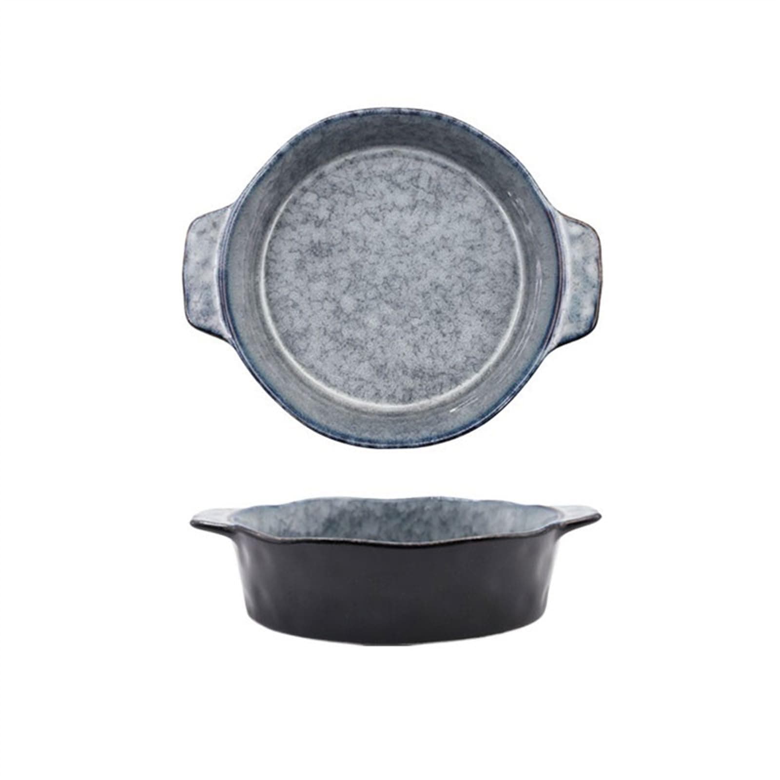 Lasagne Dish Baking Dish Ceramic Amphora Baking Dish Irregular Round Dish Household Deep Dish Vegetable Bowl Western Spaghetti Baking Bowl Baking Dishes(Gris)