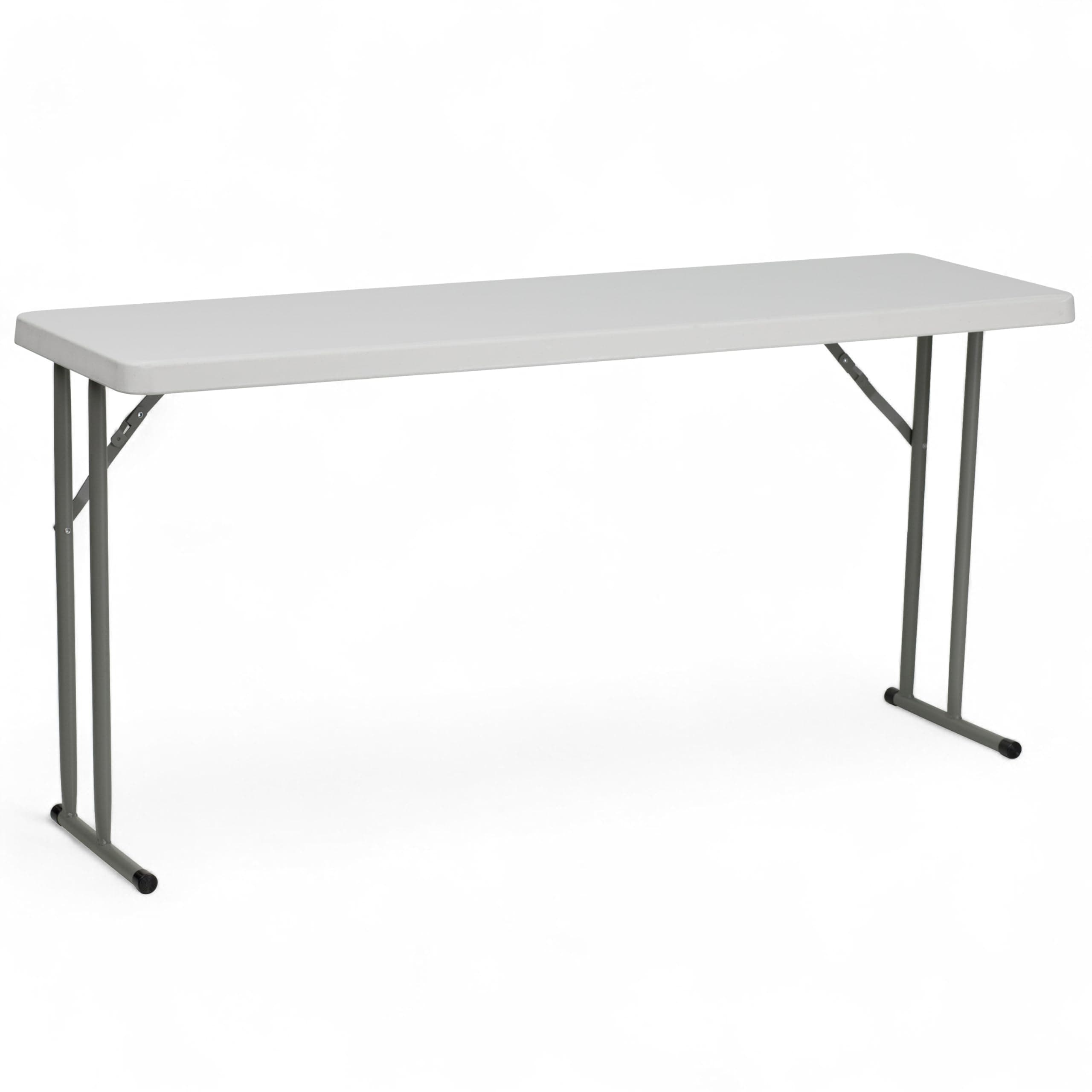 Kathryn 5' Rectangular Plastic Folding Table, Long Plastic Foldable Table for Indoor/Outdoor Events, White