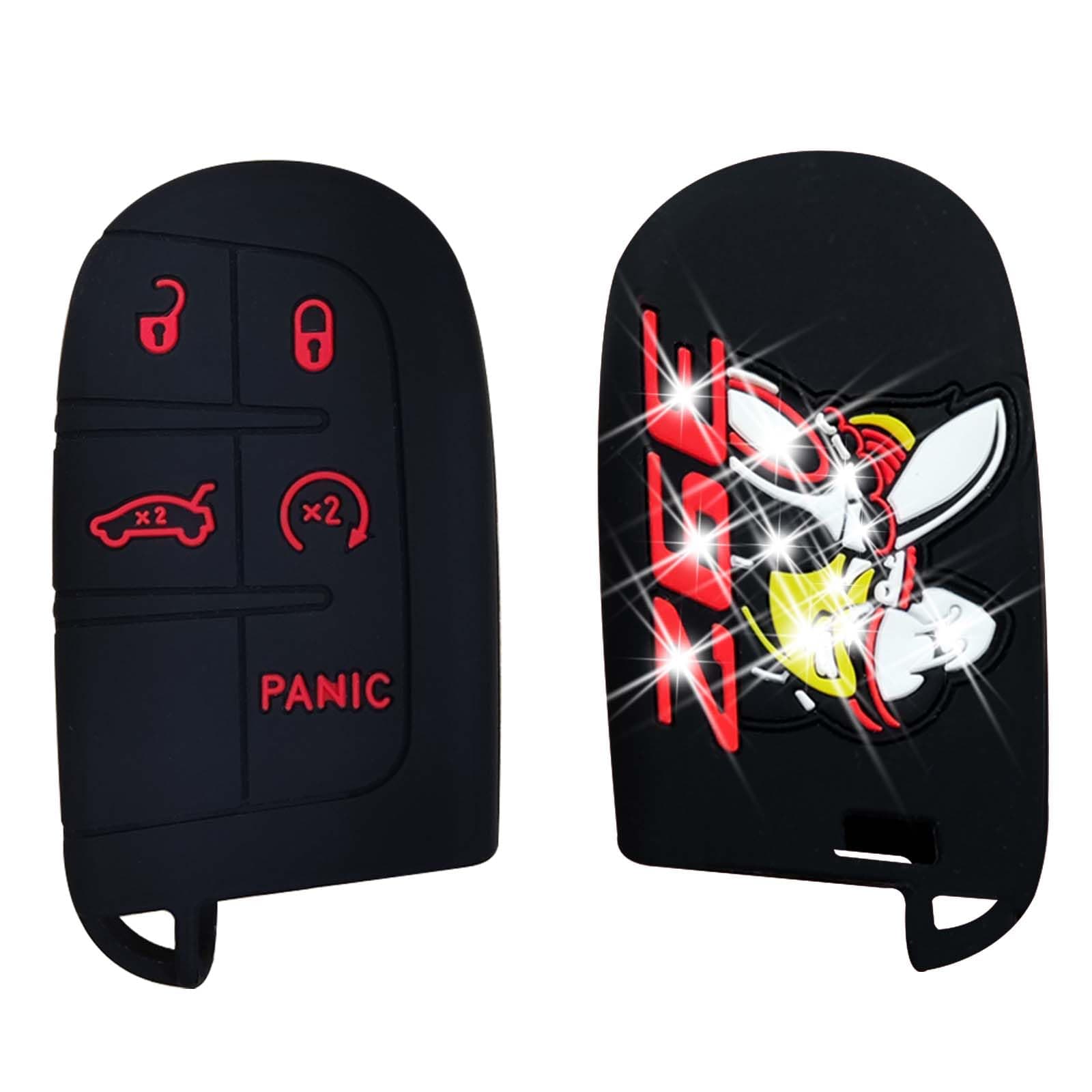 Rubber Smart 5 Buttons Key Cover Fob Case Shell Keyless Protector Jacket Glove Holder for Challenger Charger 392 Scat Pack (for Dodge)
