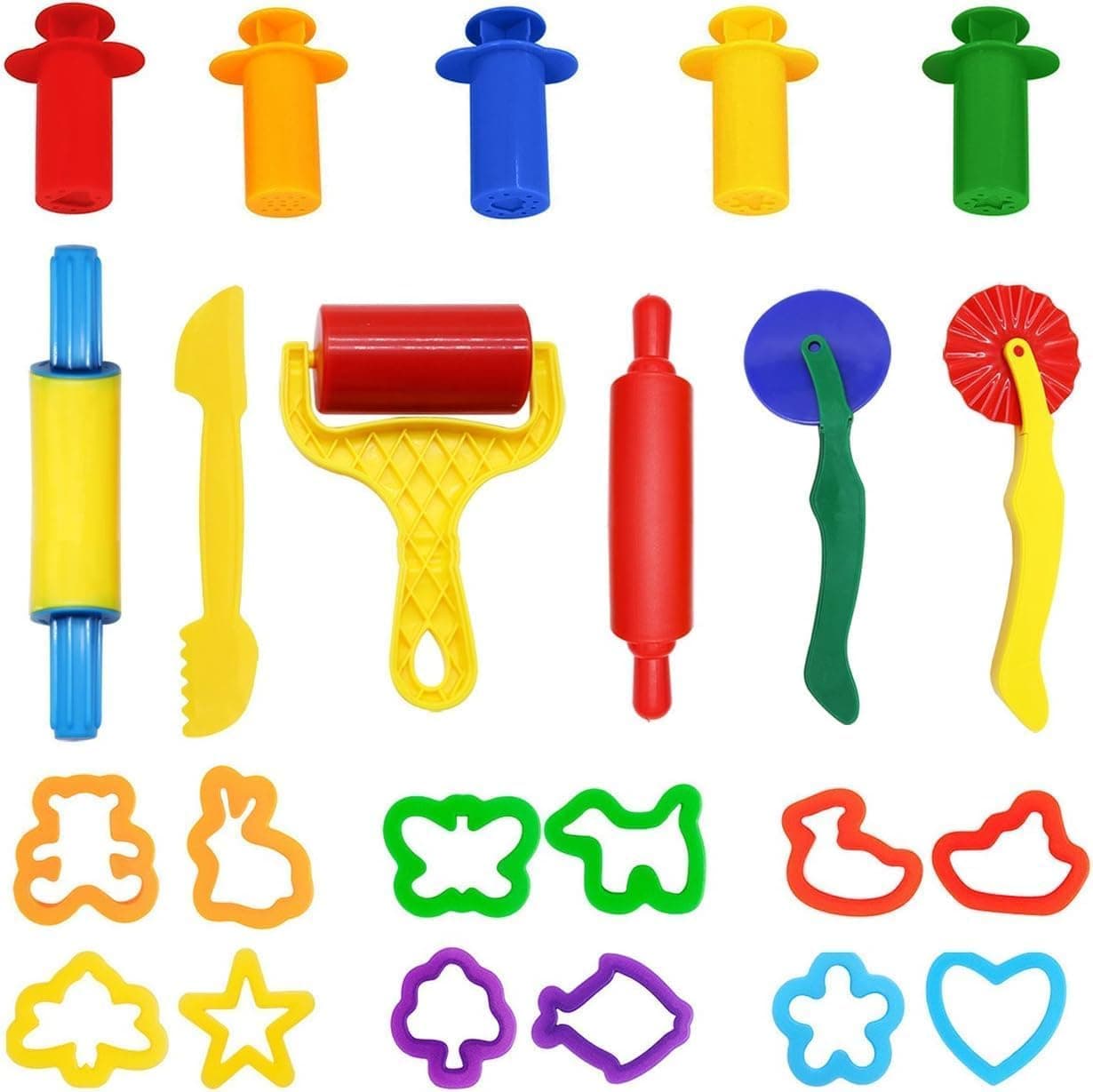 Montchi Playdough Tools and Cutters, 23 Pcs Play Dough Tools Rollers Cutters Extruders Kit, Playdough Sets for Kids, Clay Playdough Accessories, Creation Educational Toy Gift Set