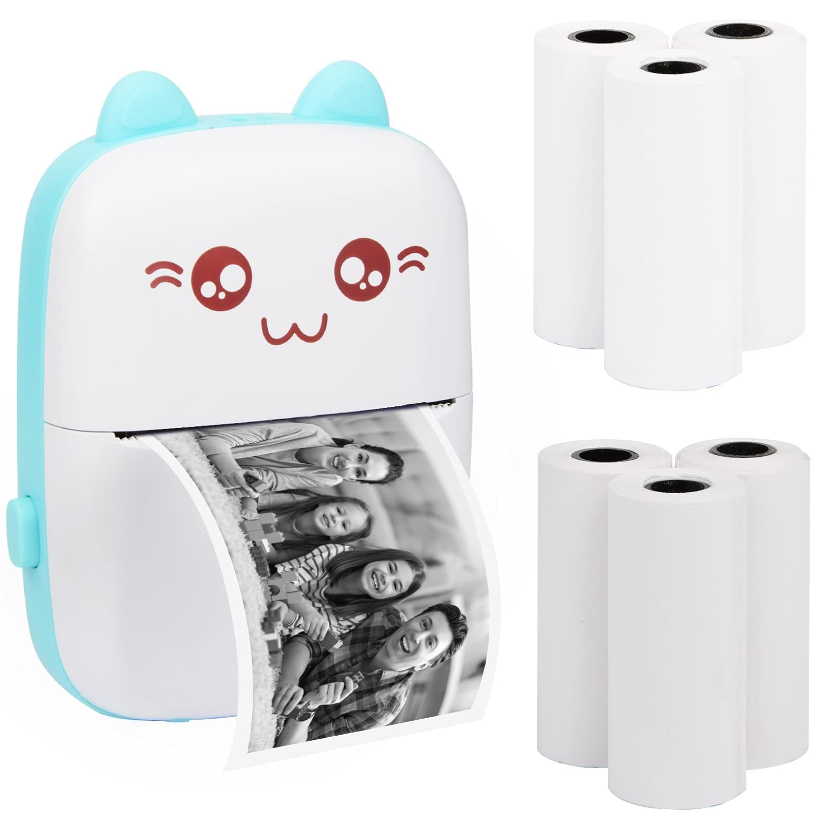 Portable Mini Pocket Printer Cute Thermal Printer with Thermal Printing Paper USB Cable for Note Photo Web Document Printing