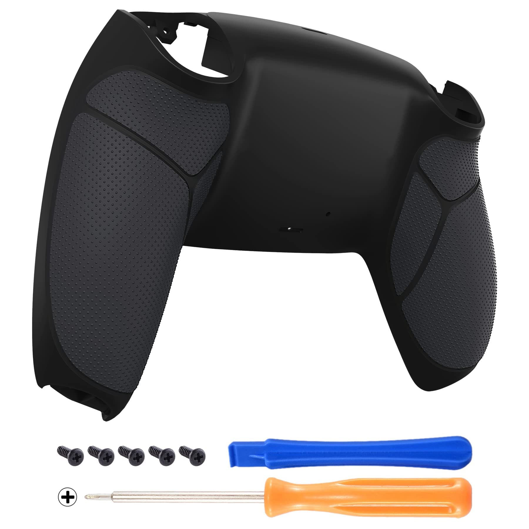 eXtremeRate PS5 Controller Back Cover, Replacement Back Cover for PS5 Controller, Custom Back Cover with Rubber Grip for PS5 Controller, Black