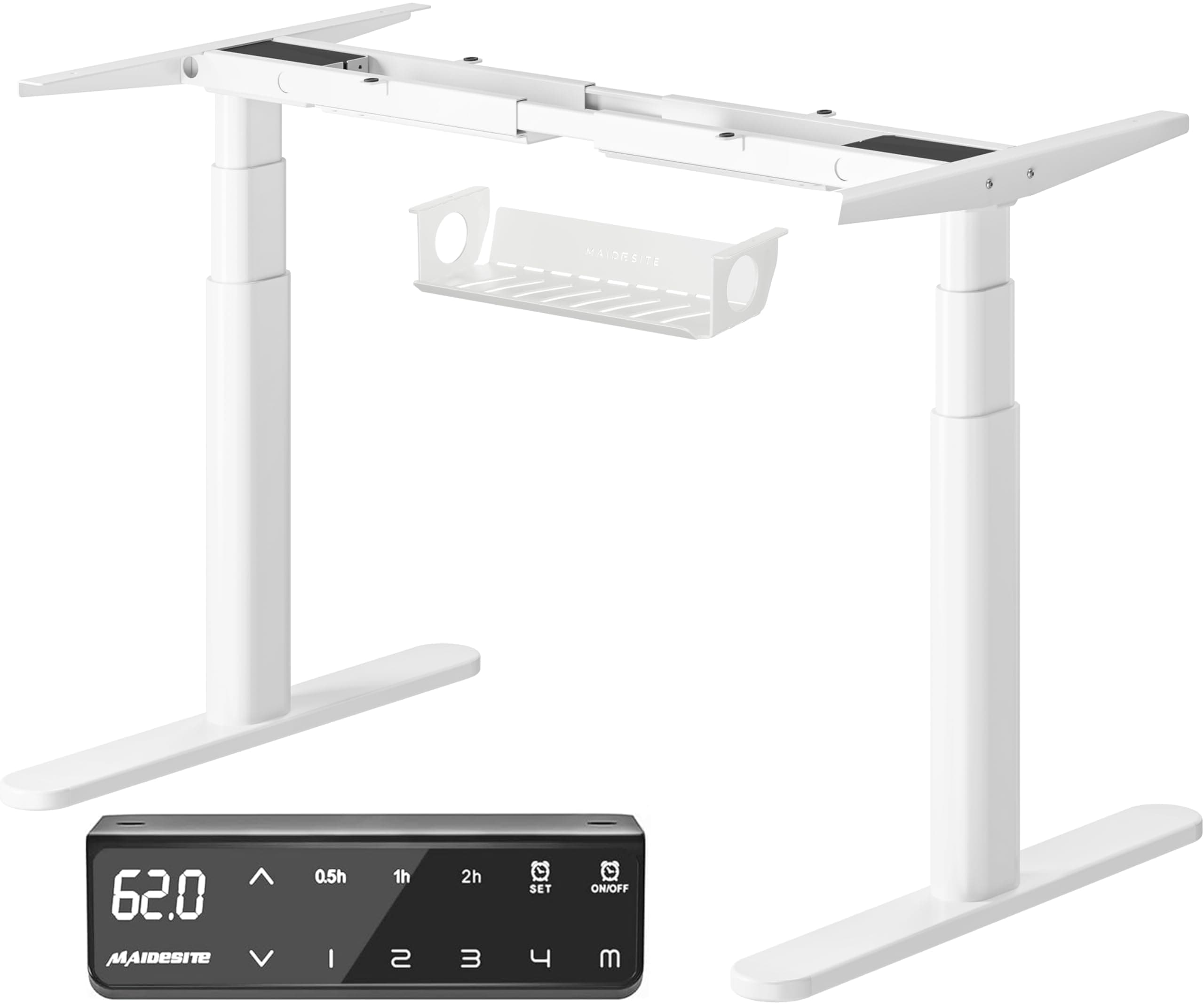 Height Adjustable Standing Desk Frame with Oval Leg Design, Dual Motor Electric Standing Desk Sit Stand Desk with 62-125cm, 4 Memory Keyboard and Anti-collision System