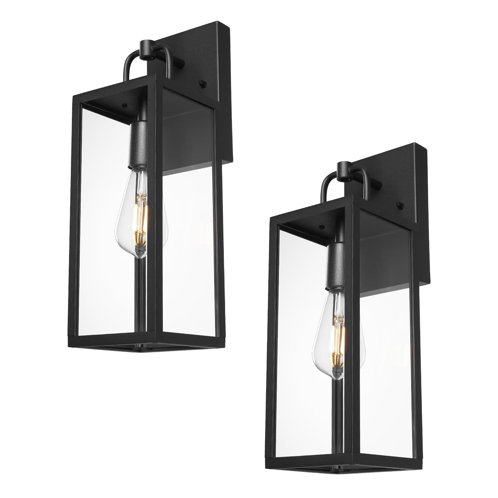 Sponsored Ad - Outdoor Wall Sconce Lights, 16 Inch Tall Transitional Exterior Wall Light Fixtures with Clear Glass, Anti-Rust Modern Black Outside Lanterns Lamps for House Front Porch Doorway Patio, 2 Pack