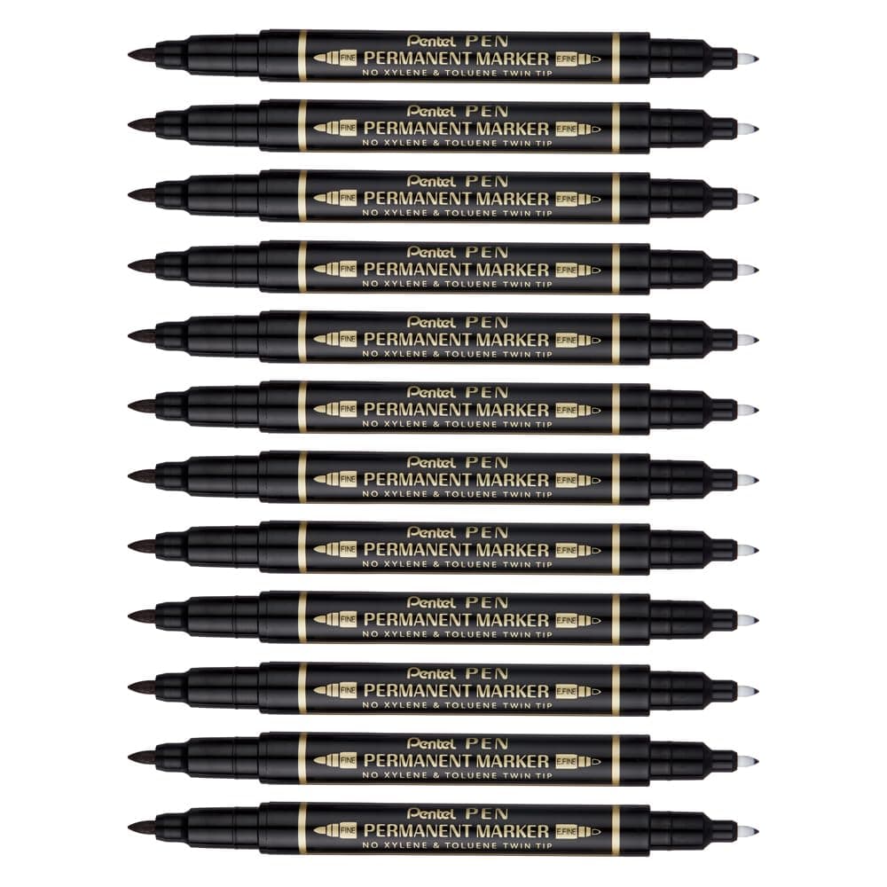 N75W permanent marker double tipped black 12 pcs