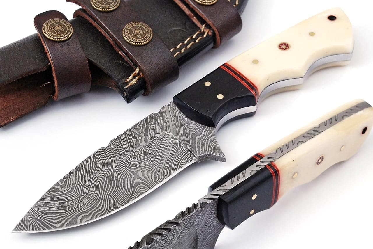 Custom Handmade Fixed Blade Hunting Bone Handle Tracker Knife - 8 Inch hand Forged Full Tang Knives For Hunting, Outdoor Camping, Hiking, Fishing, Bushcraft Knives With Leather Sheath. (Bone Reson Knife-1)