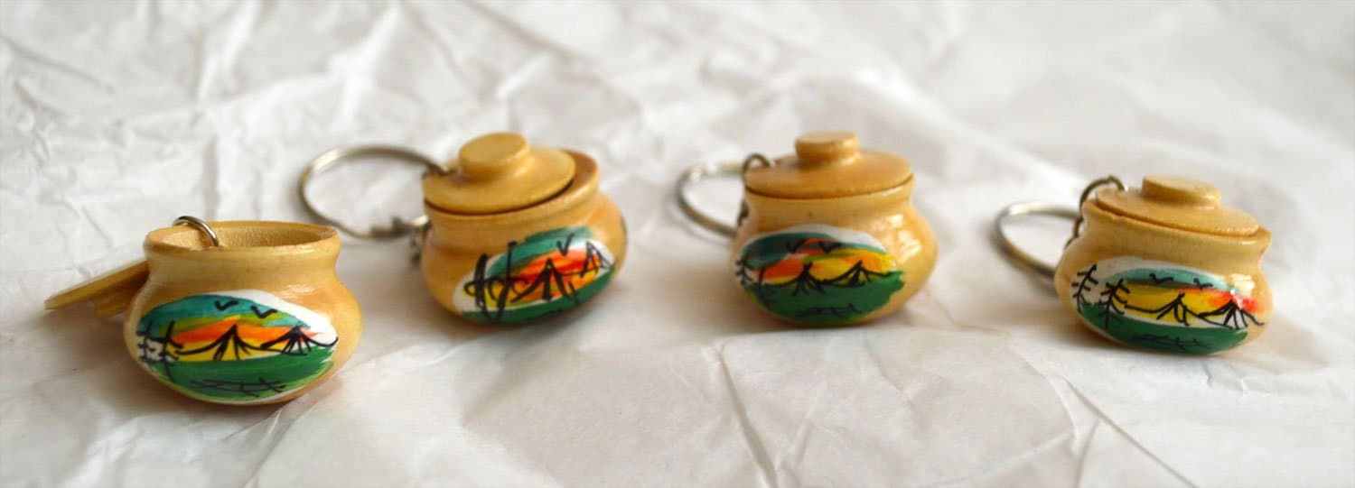 Wooden Cooking Clay Pot Keychain