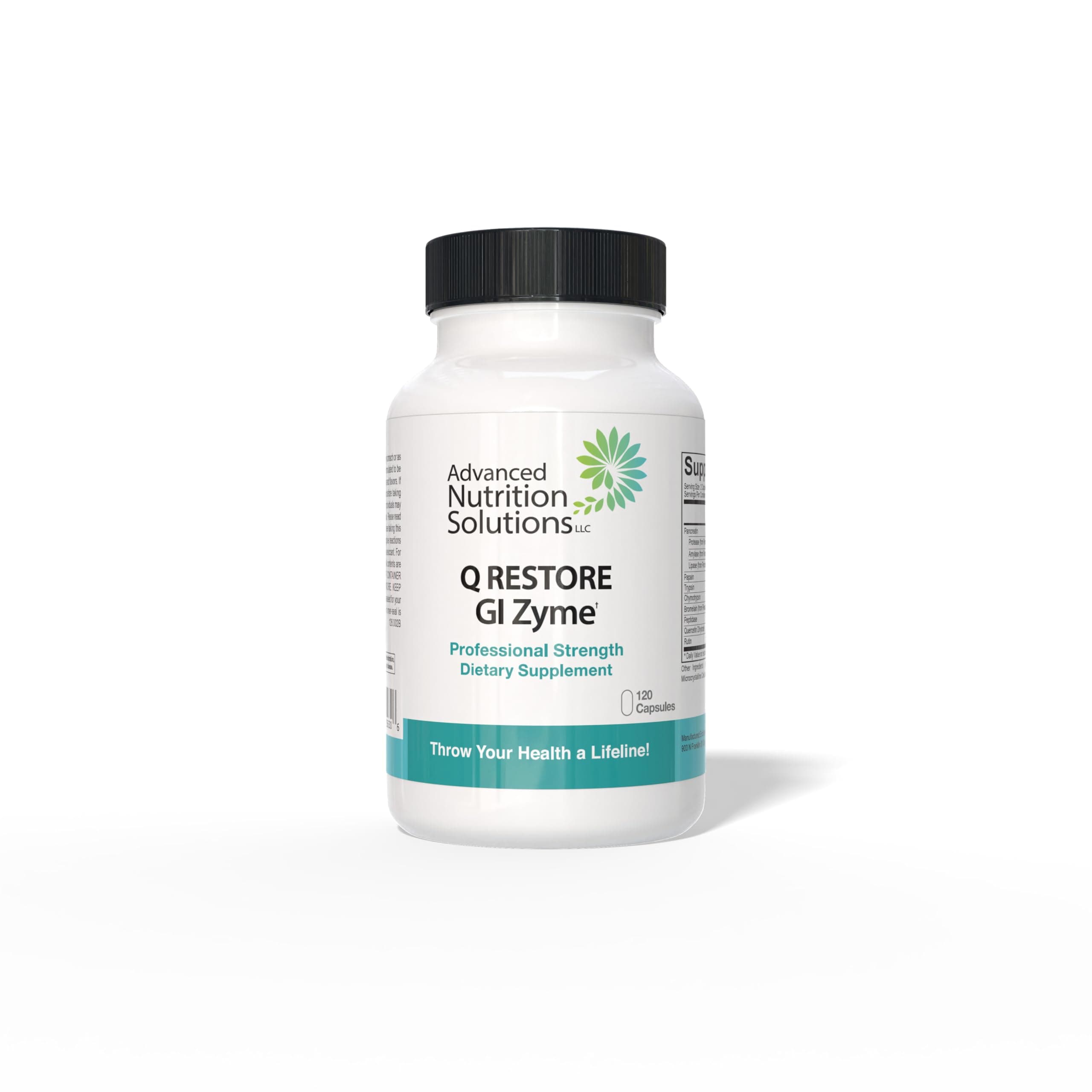 Advanced Nutrition Solutions Q Restore GI Zyme Whole Body Digestive enzymes - May Support Gut Health, Bloating, Gas & GI Distress. Digestive Enzyme for Men & Women