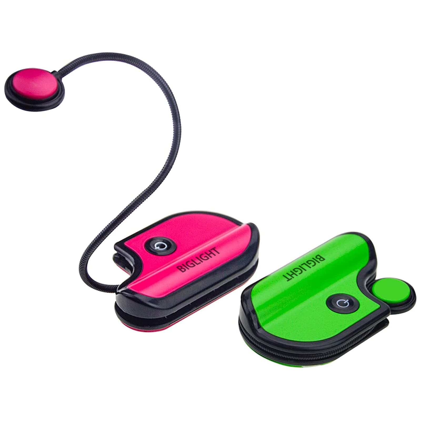 BIGLIGHT Book Light for Reading, Kids Book Light, LED Reading Lamp, Battery Operated Clip on Lights, Reading Light for Books in Bed at Night, 2-Level Adjustable Brightness for Eye Protection - 2 Pack