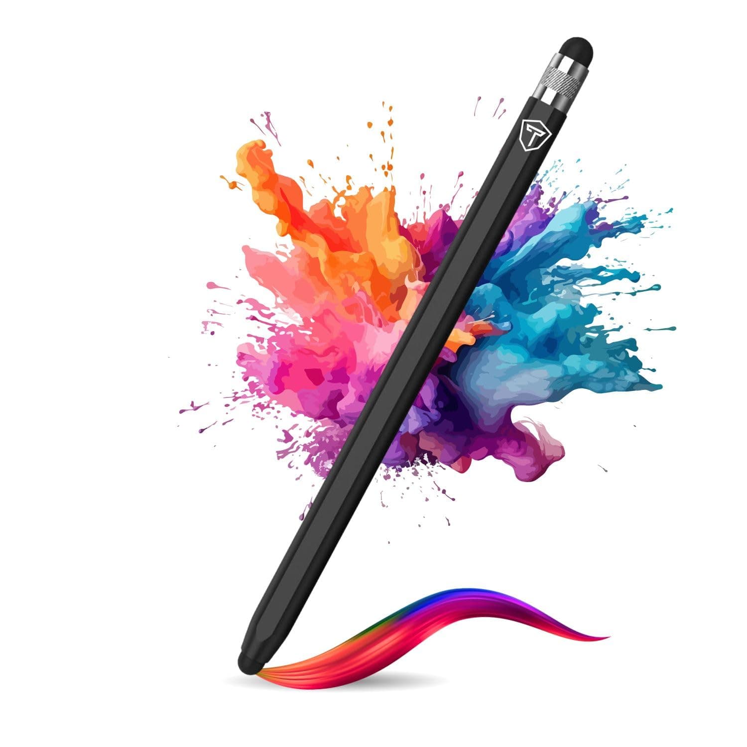 Tukzer 2in1 Universal Stylus Capacitive Pen, Fine Tip,High Sensitivity & Precision for Smartphones, Tablets, iPad, iPhone, iOS,Android,Windows & All Touch Screens Devices-Jet Black