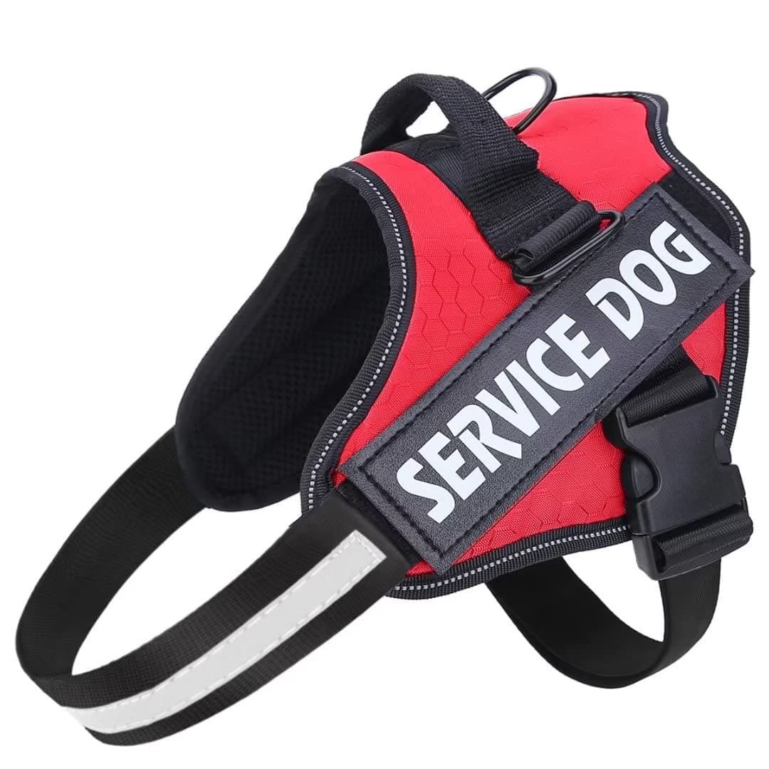 Soft No Pull Dog Harness X Large, Adjustable Assistance Service Dog Vest with Safety Buckle, Reflective Breathable Outdoor Training Dog Harness（Red）