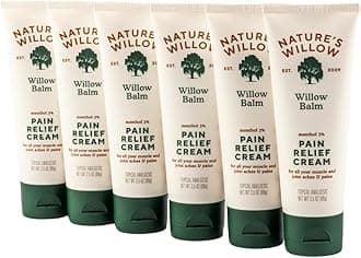 Nature's Willow Fast-Acting Willow Balm Natural Relief Cream for Help Alleviating Sore Muscles & Joints | Topical Willow Bark Cream with Essential Oils & Cooling Menthol | 6-Pack | 3.5 fl oz