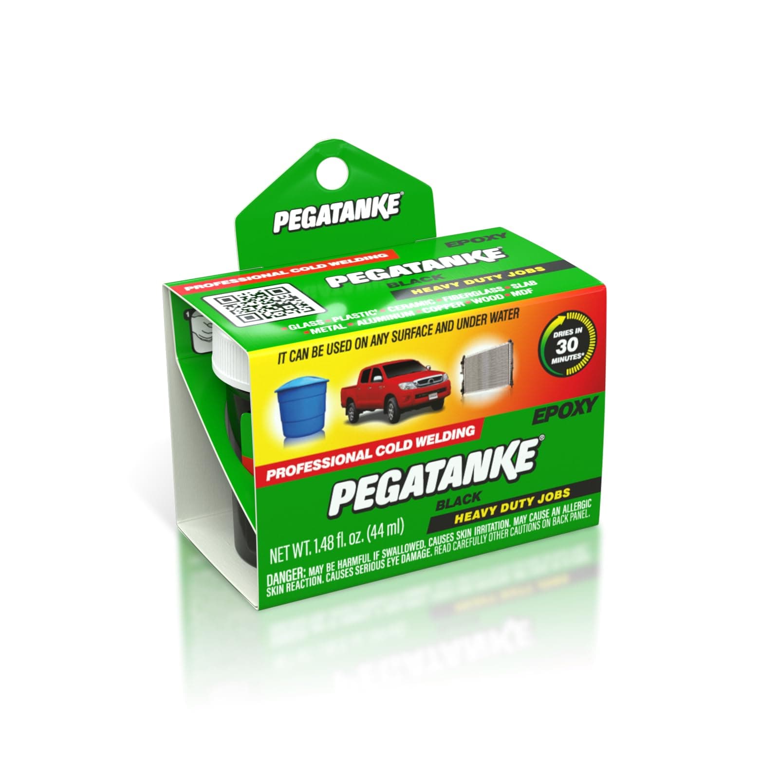 PEGATANKE - Black 2 Part Epoxy Resin & Cold Weld Adhesive | High Strength Liquid Metal Glue for Fuel Tanks & General Repair | High Temperature Epoxy for Cold Welding Waterproof Bonds (1.48 oz)