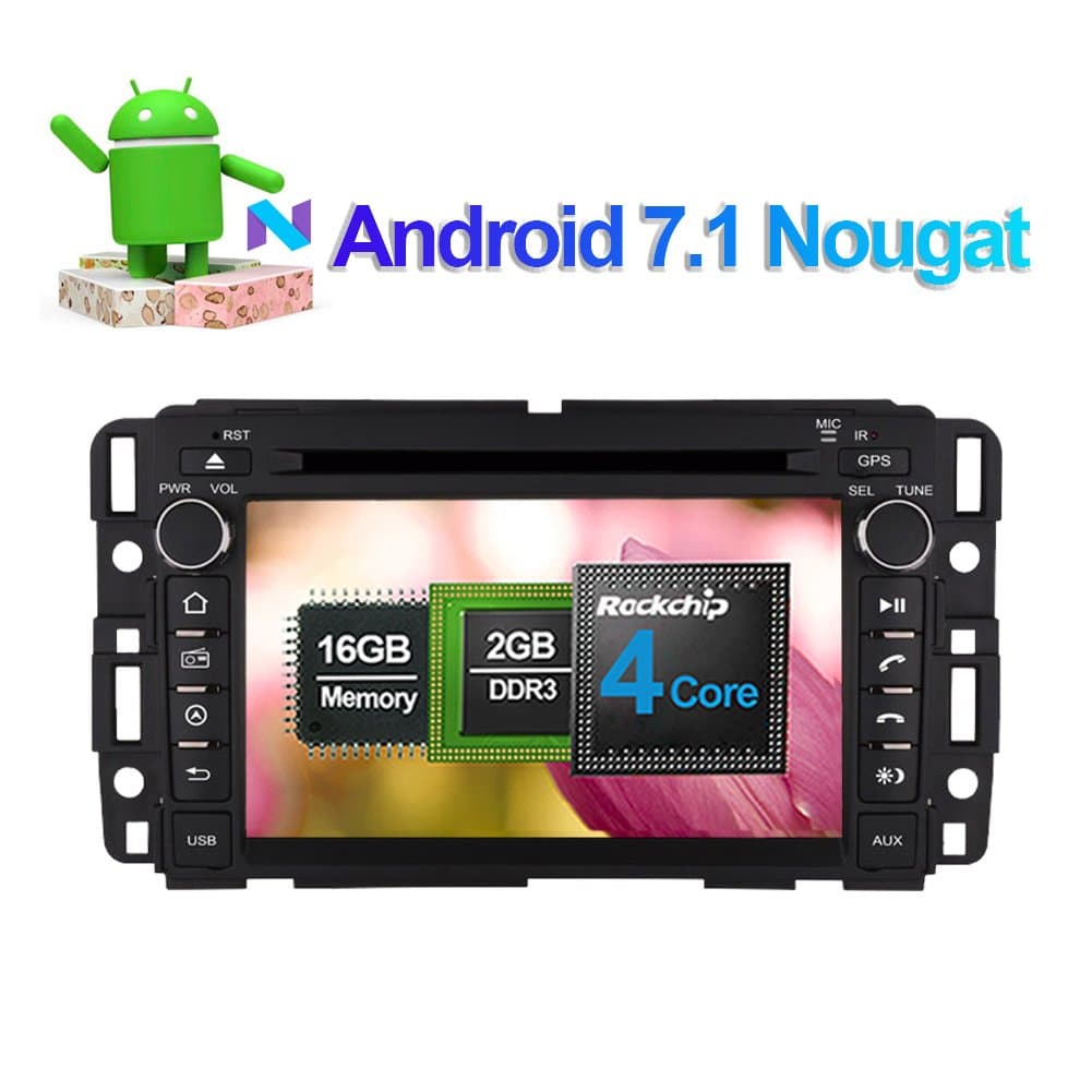 7 Inch Android 7.1 System Car Stereo 2 Din CD DVD Player with Bluetooth GPS Navigation Touch Screen for GMC Yukon Tahoe Acadia 2007-2012 Support WIFI 3G USB SD Steering Wheel Control 1080P