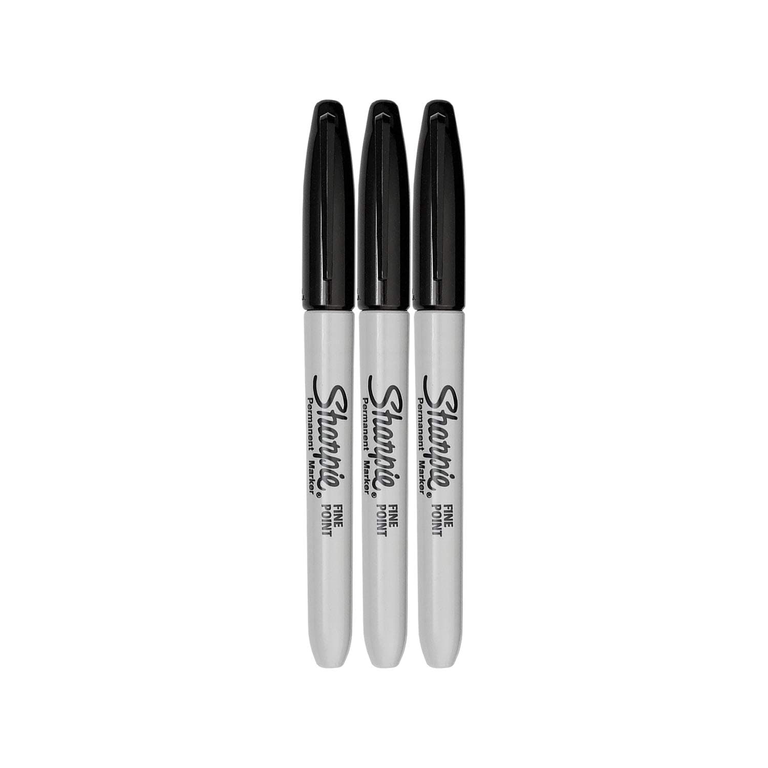 Permanent Marker, Fine Point, Black, Pack of 3