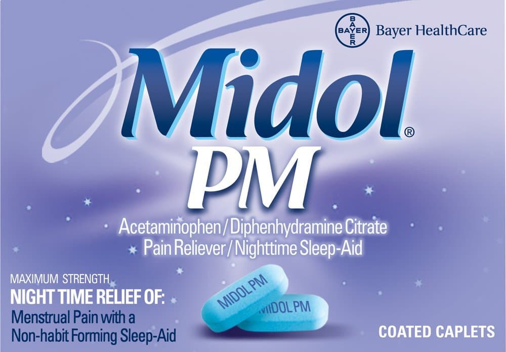 Midol PM Maximum Strength Night Time Relief, 20-Count Coated Caplets (Pack of 2), Packaging May Vary