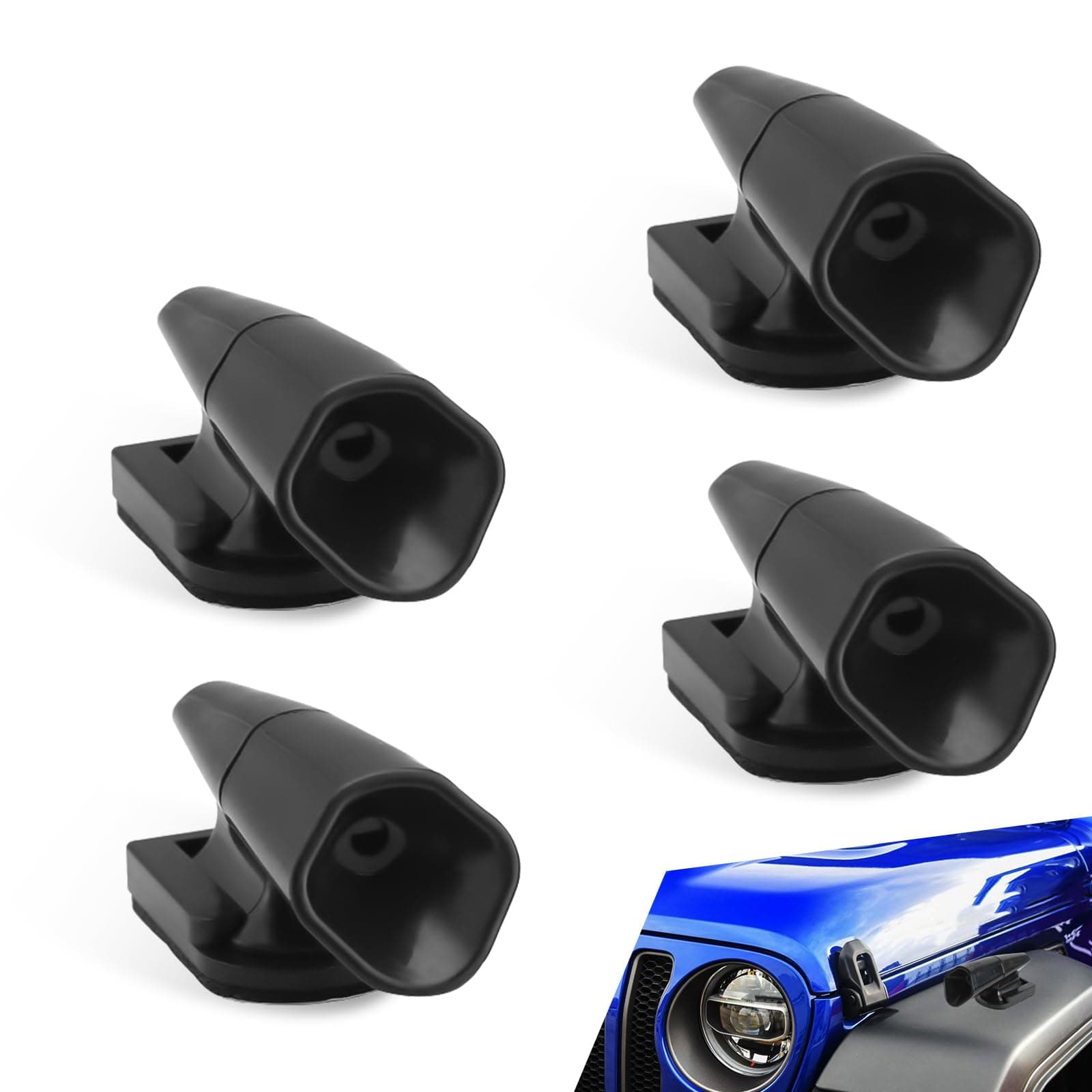 4 PCS Automotive Wind Powered Deer Warning Devices, 0.8" x 2.1" x 1.2" ABS Deer Whistles Warning Devices, Ultrasonic Animal Alarms Accessories, Universal for Most Cars (Black)