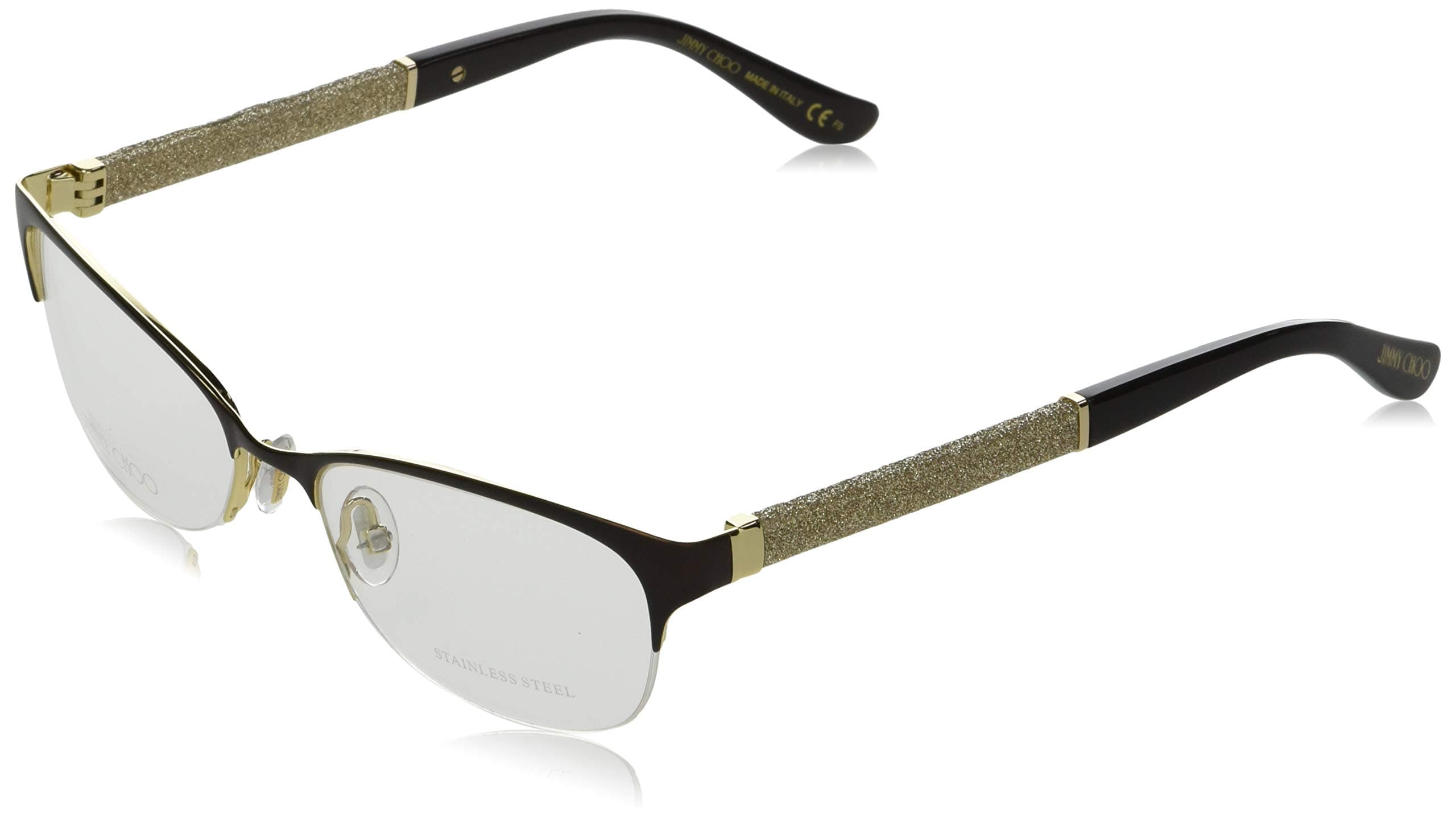 Jimmy Choo Metal Rectangular Eyeglasses 52 0F62 Matte Brown